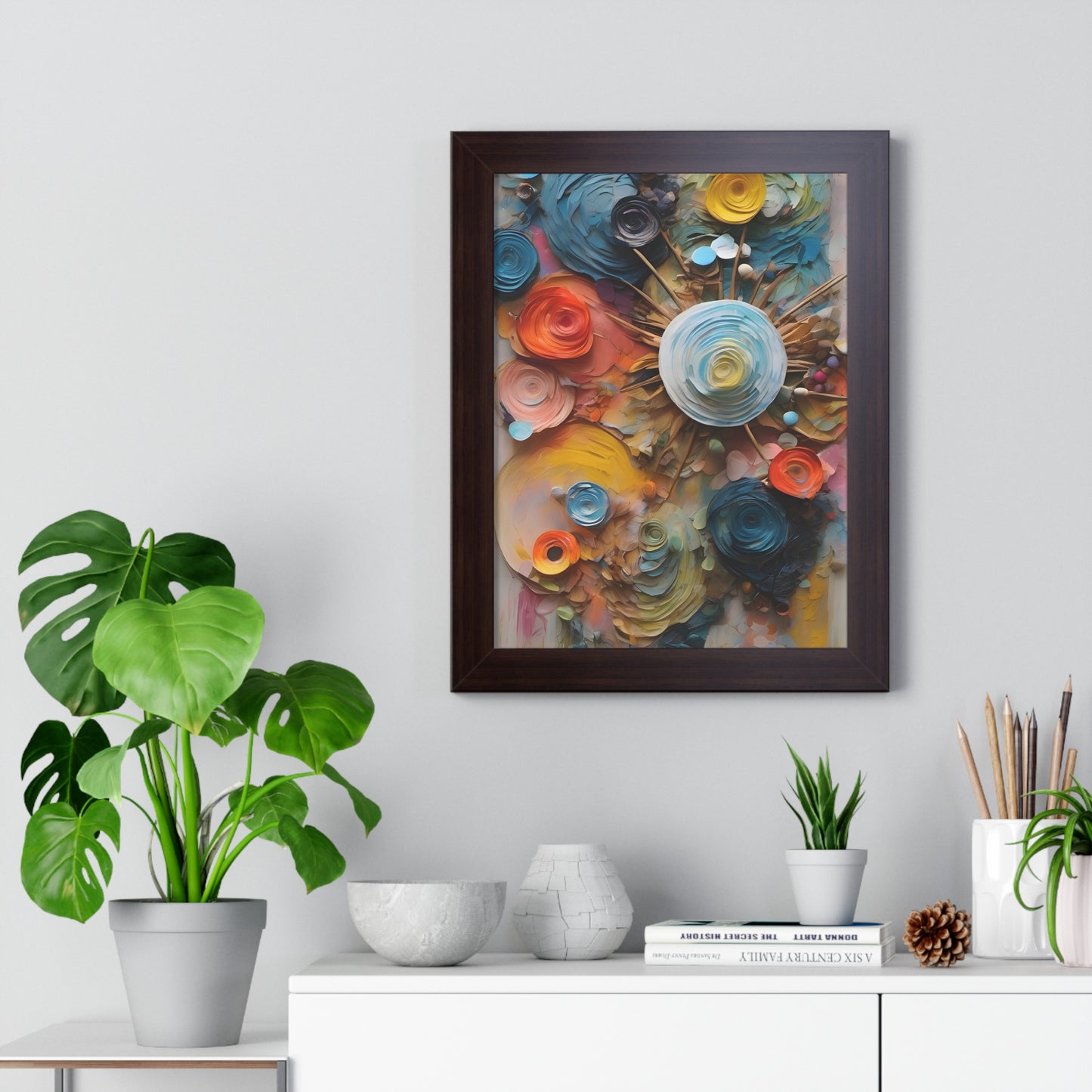 Paper flowers 4 Framed Vertical Poster