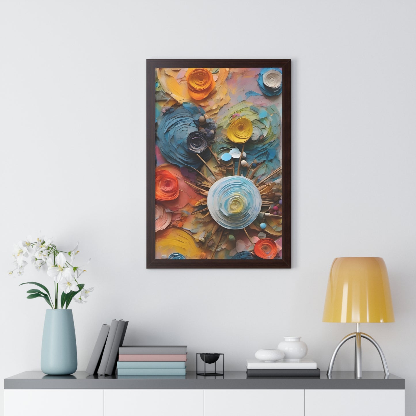 Paper flowers 4 Framed Vertical Poster