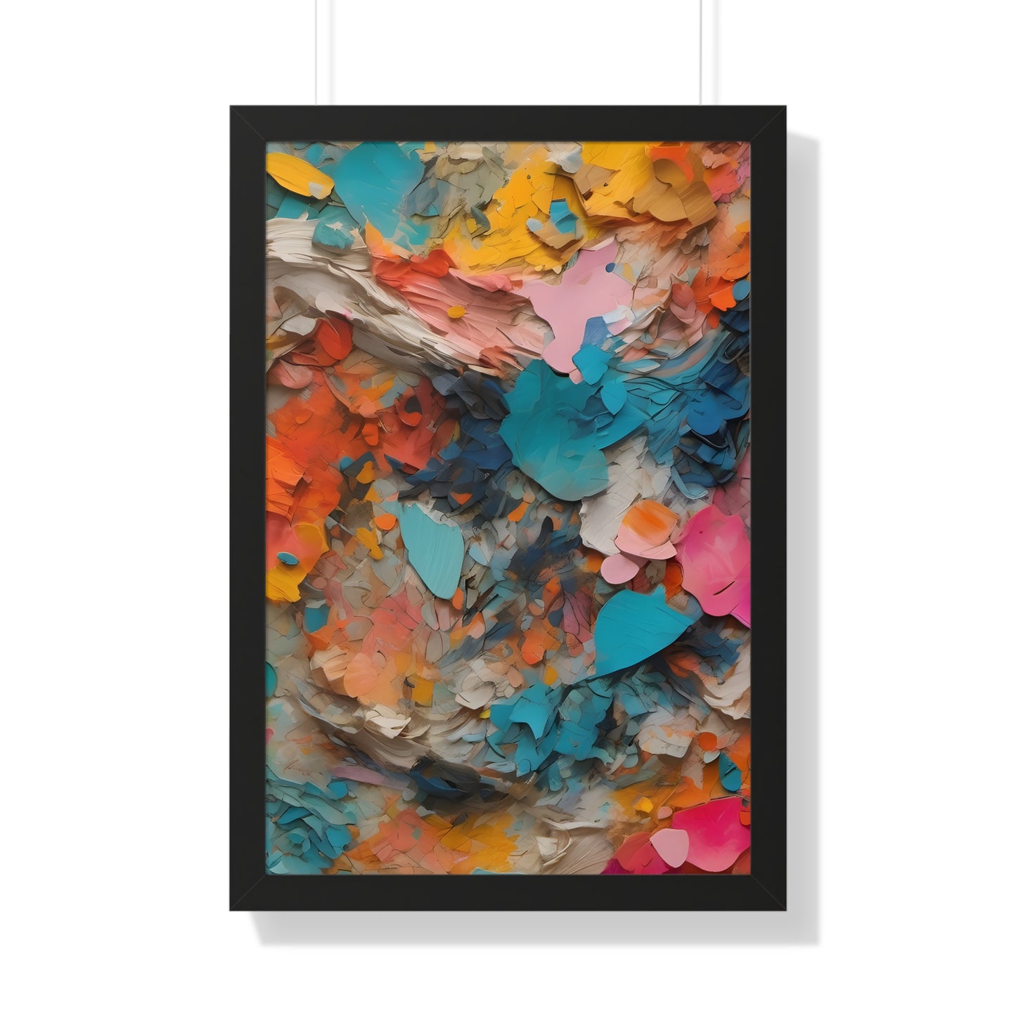 Paper Pastel Flowers 2 Framed Vertical Poster