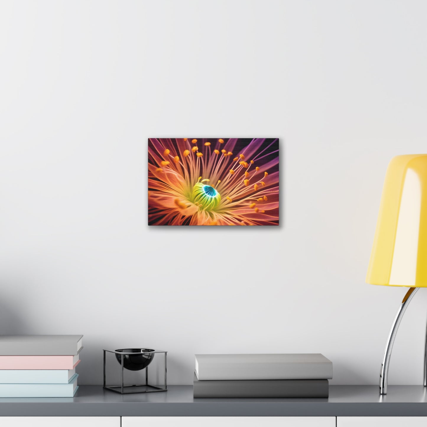 Orange Neon Fiber Optic flower 2.0 Canvas Stretched, 0.75"