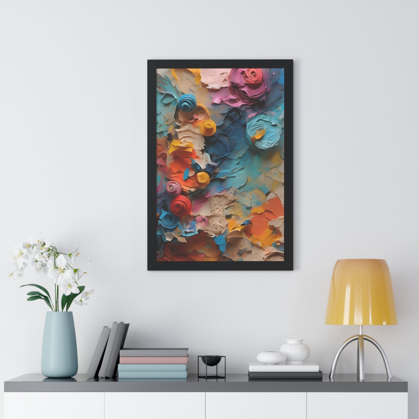 Paper flower pastel 1 Framed Vertical Poster