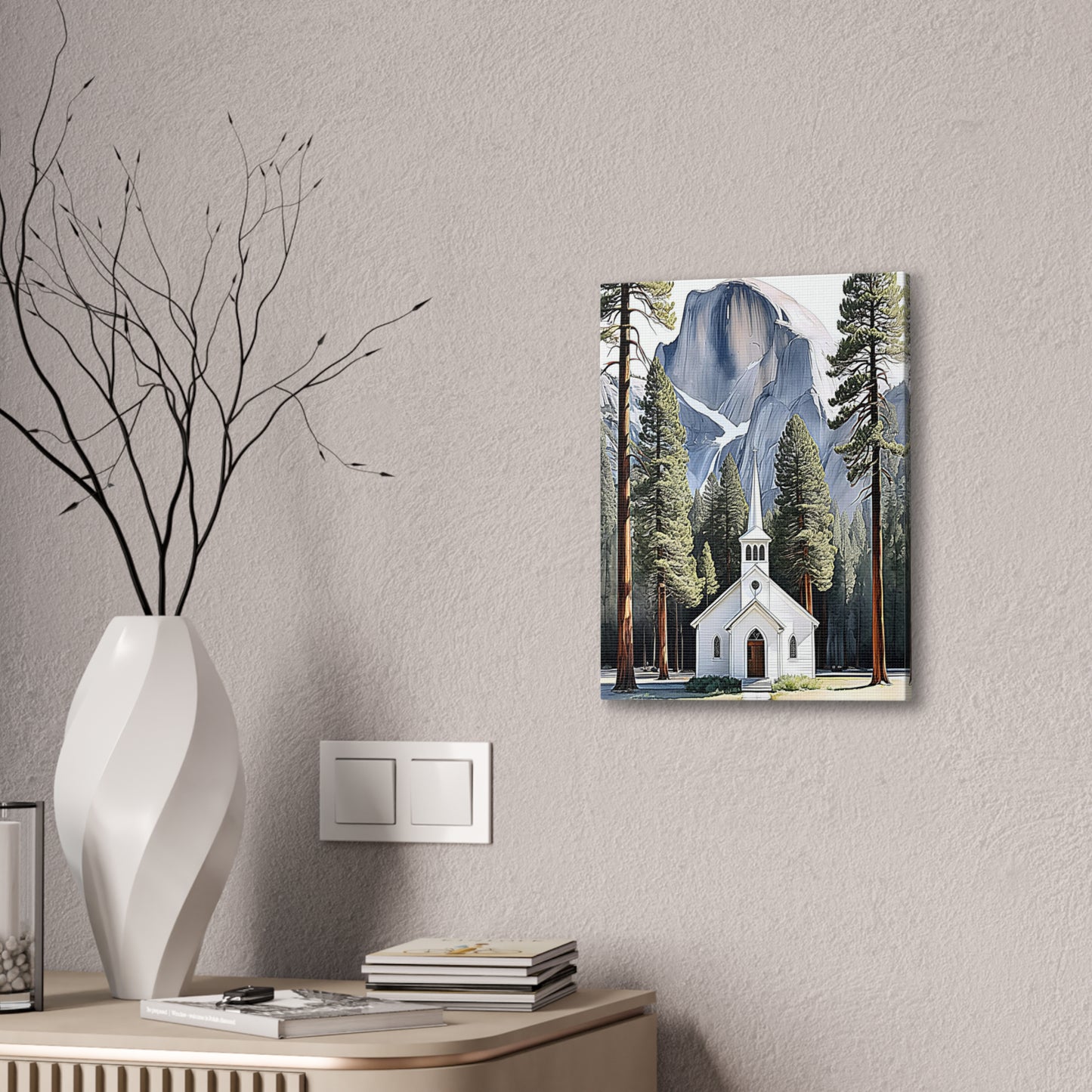 Yosemite Chapel Canvas Stretched, 0.75"