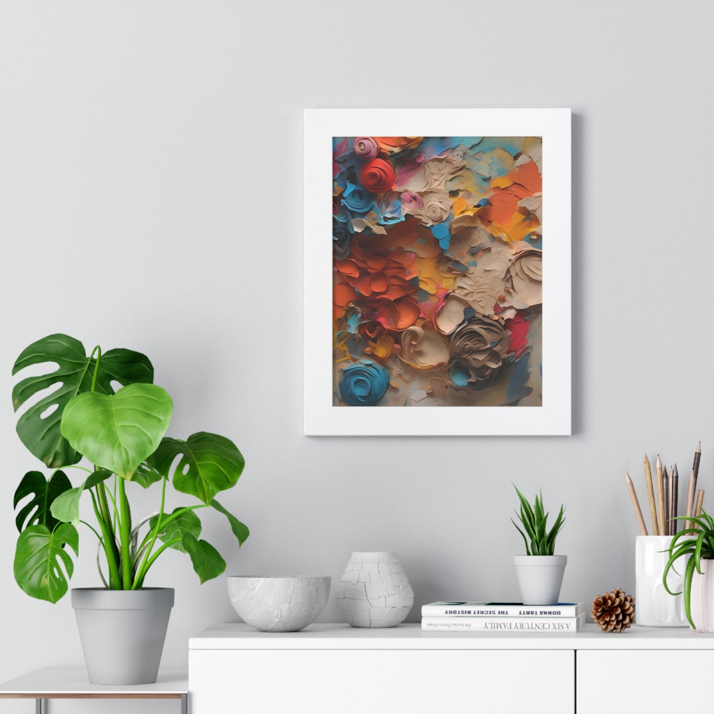 Paper flower pastel 1 Framed Vertical Poster