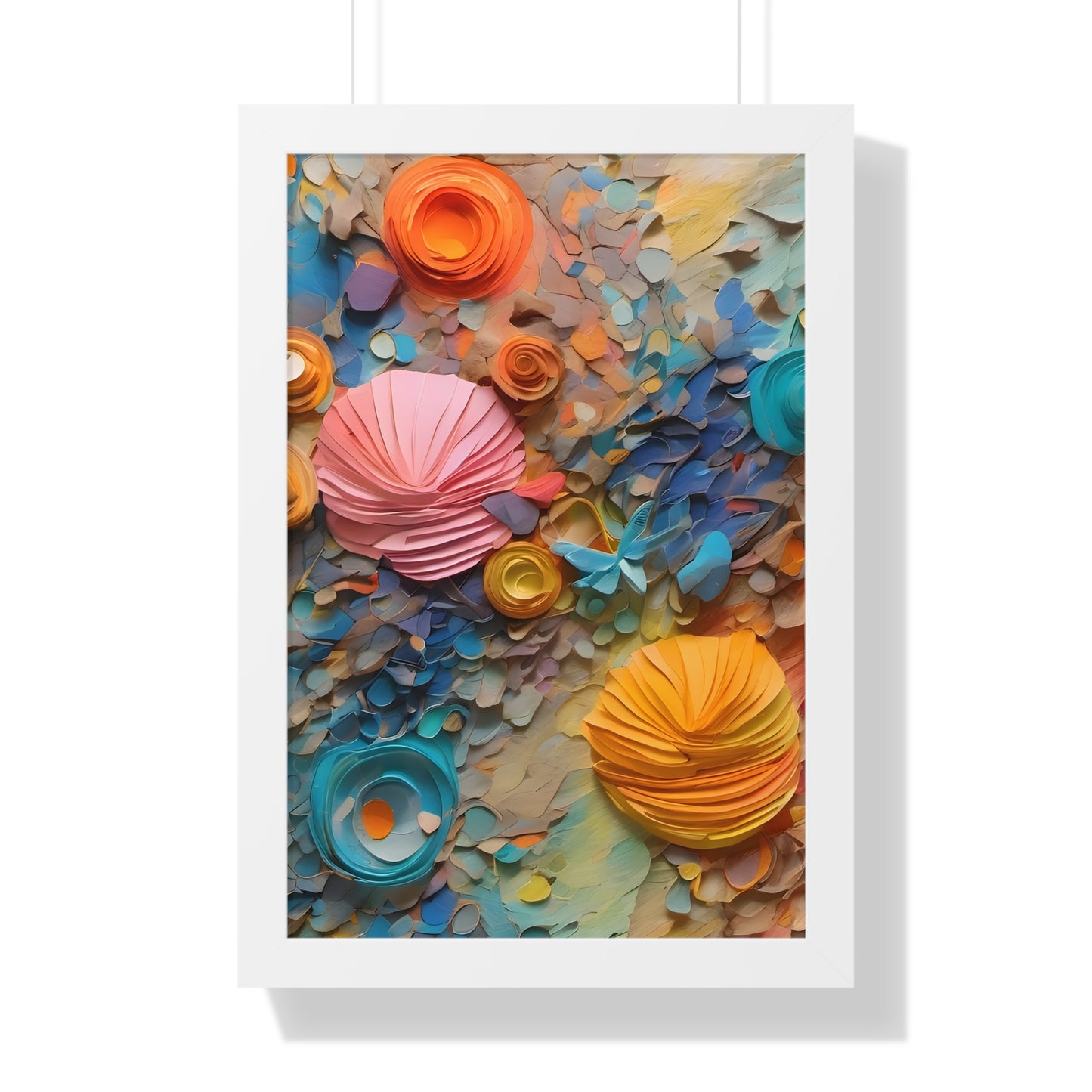 Paper pastel flowers 3 Framed Vertical Poster