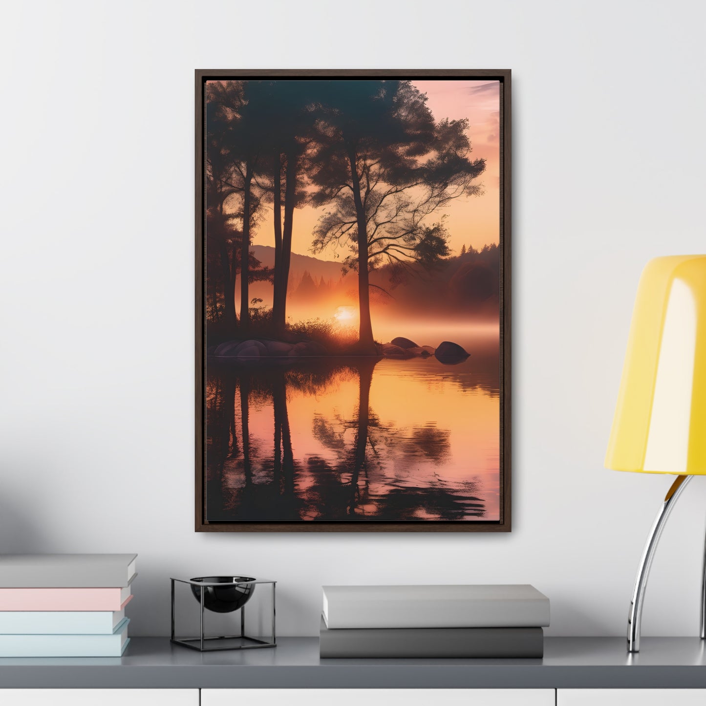 Lake sunset Gallery Canvas Wraps, Vertical Frame