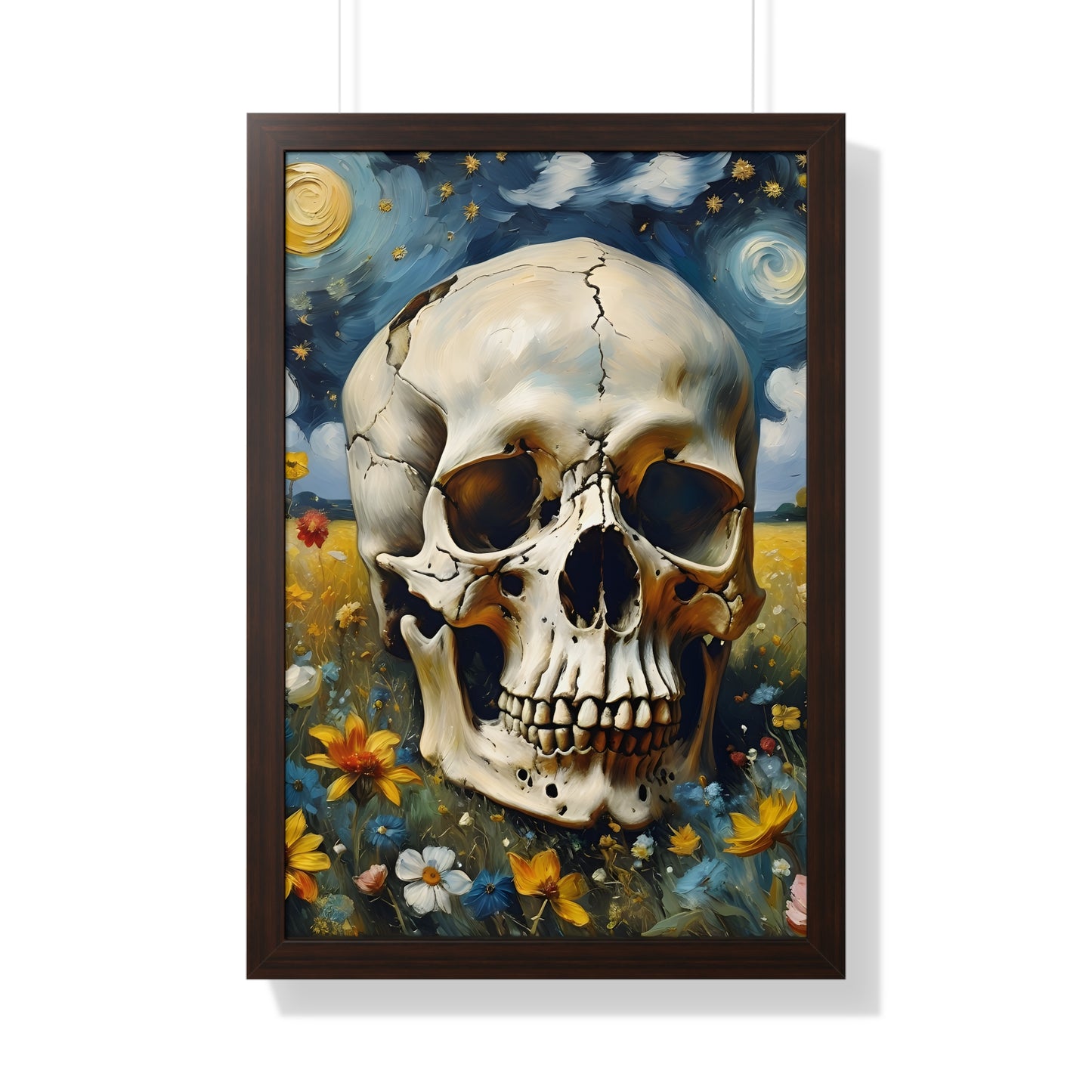 Starry night skull Framed Vertical Poster