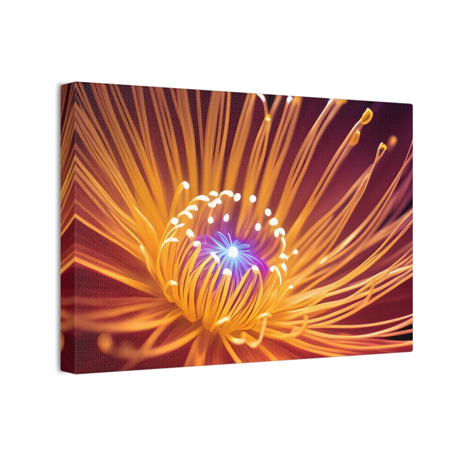 Orange Neon Fiber Optic flower Canvas Stretched, 0.75"