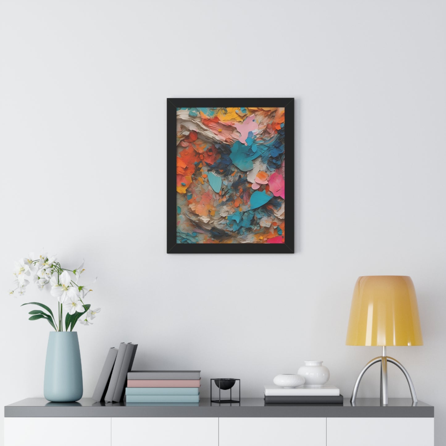 Paper Pastel Flowers 2 Framed Vertical Poster