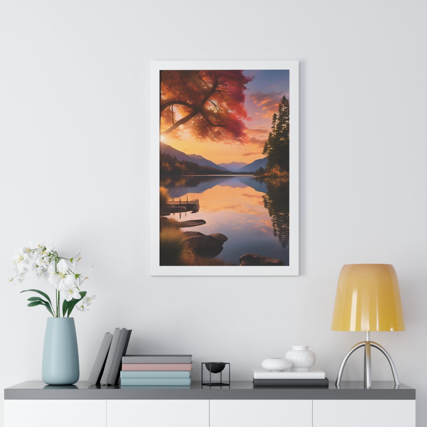 Lake Veiws Framed Vertical Poster