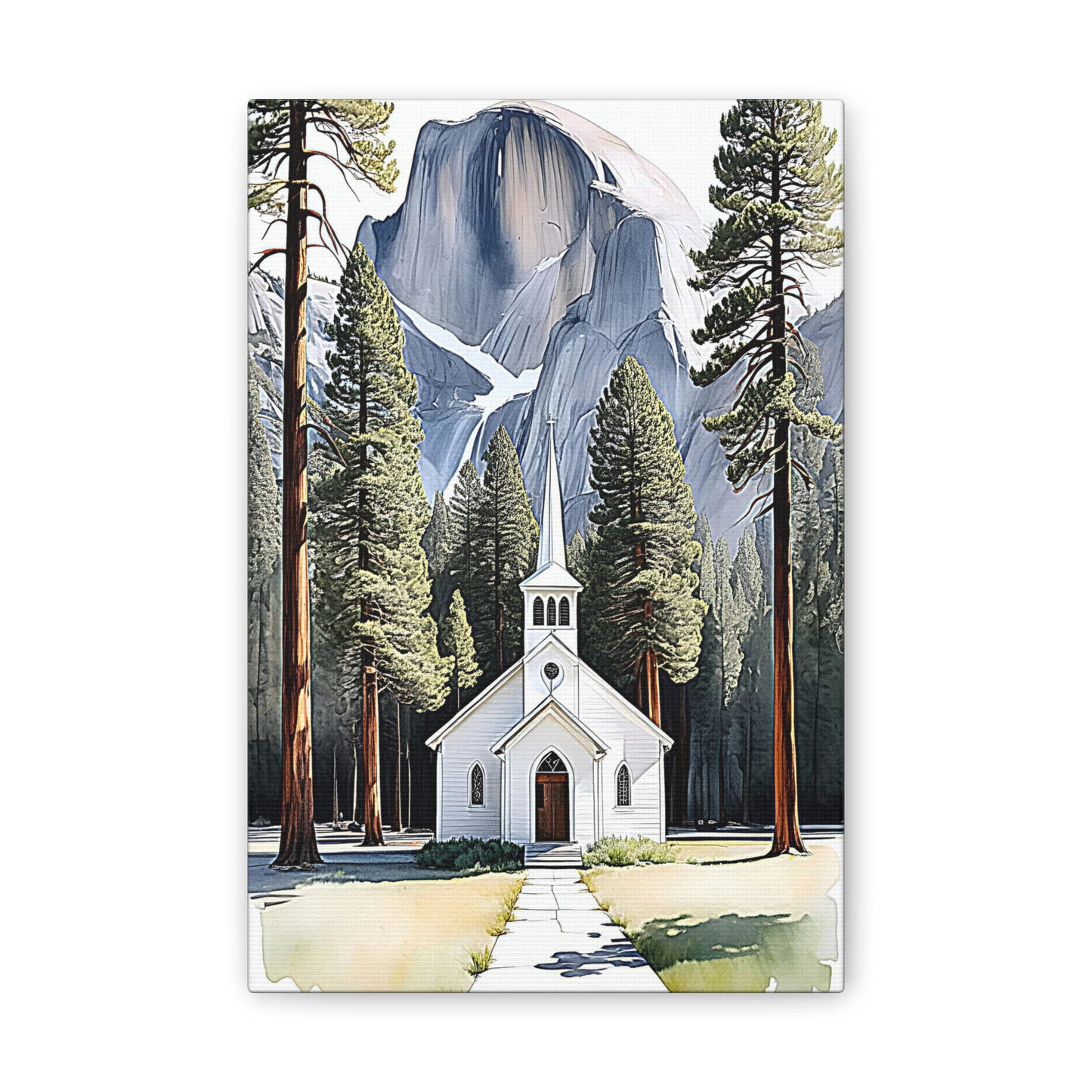 Yosemite Chapel Canvas Stretched, 0.75"