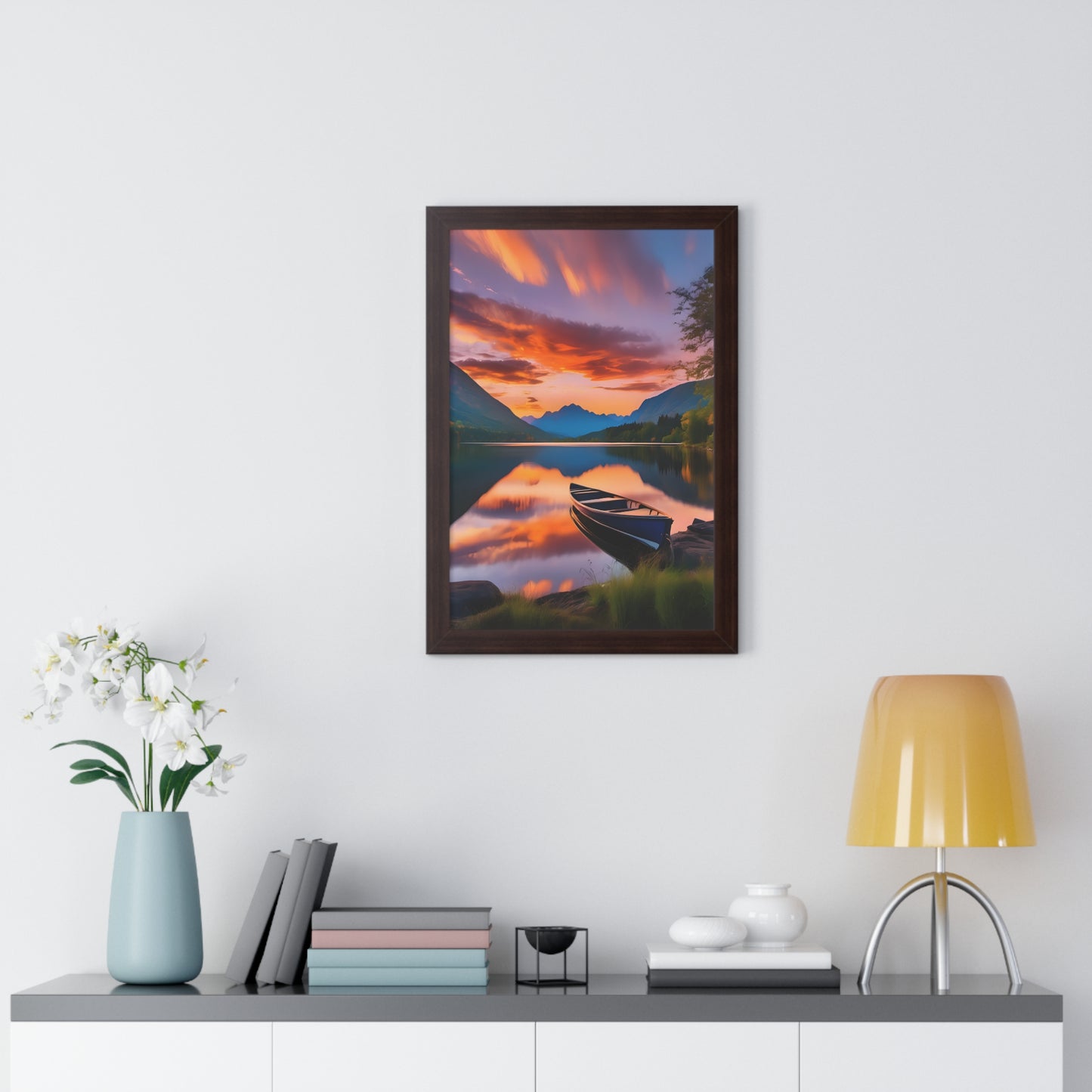 Canoe with a Veiw Framed Vertical Poster