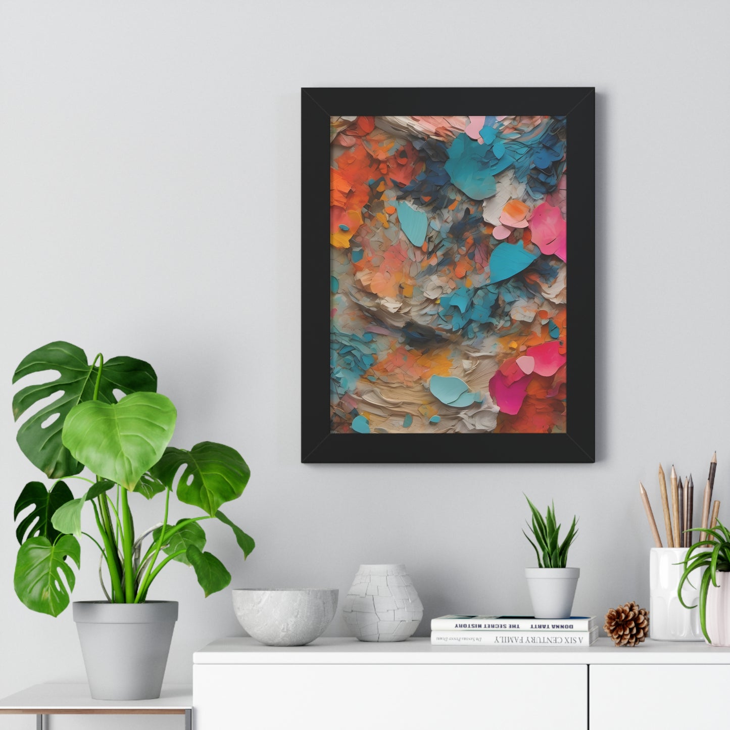 Paper Pastel Flowers 2 Framed Vertical Poster