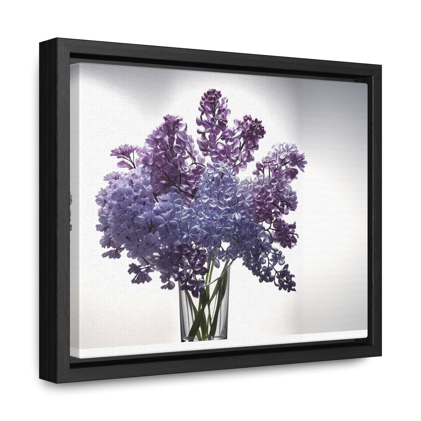 Vase of glass lilacs framed Canvas Gallery Wraps