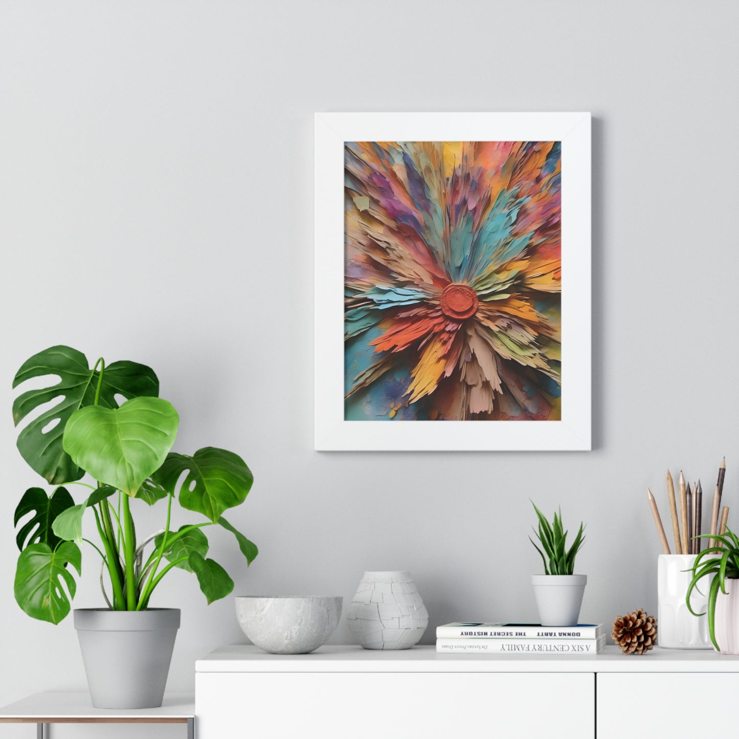 Paper flowers pastel 5 Framed Vertical Poster