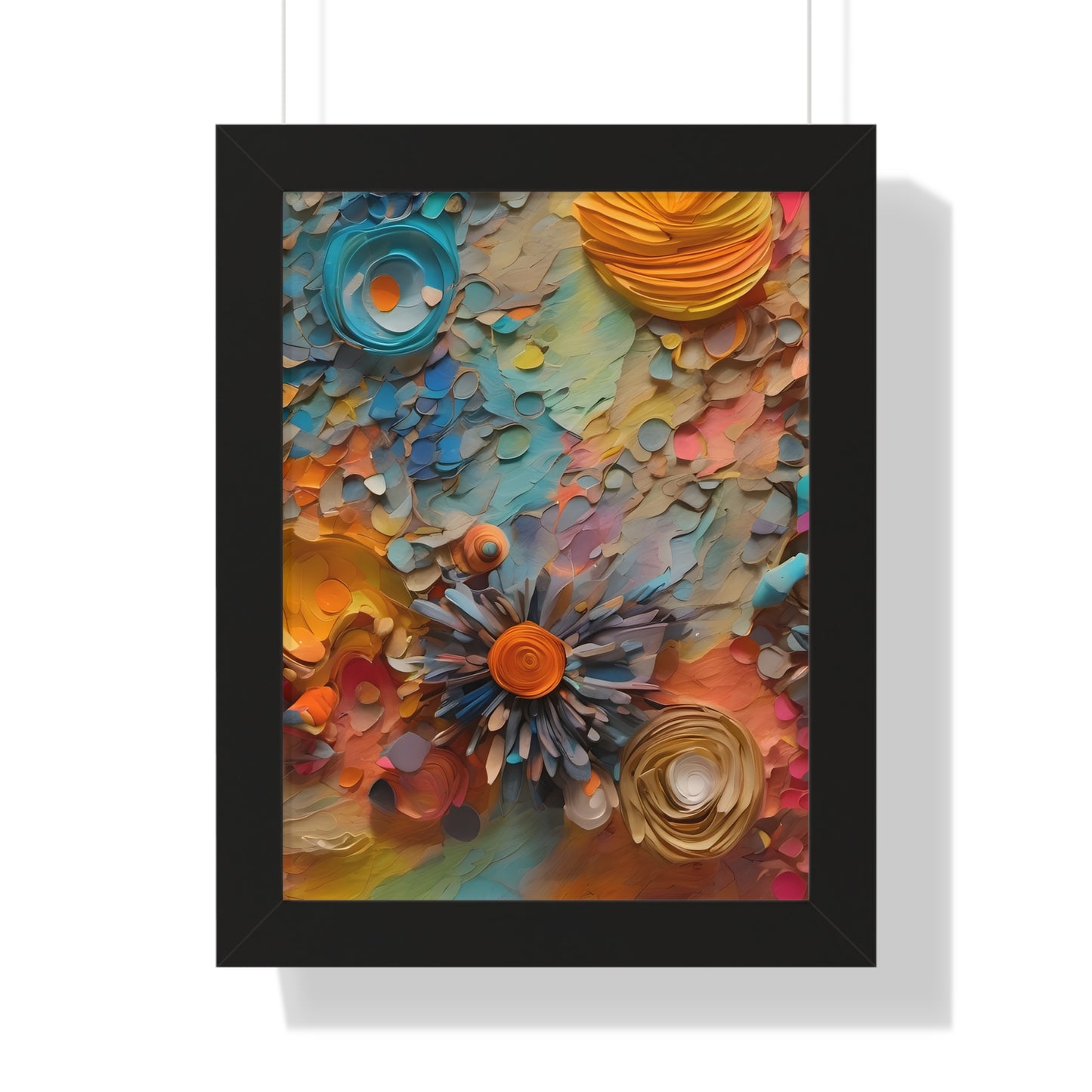 Paper pastel flowers 3 Framed Vertical Poster