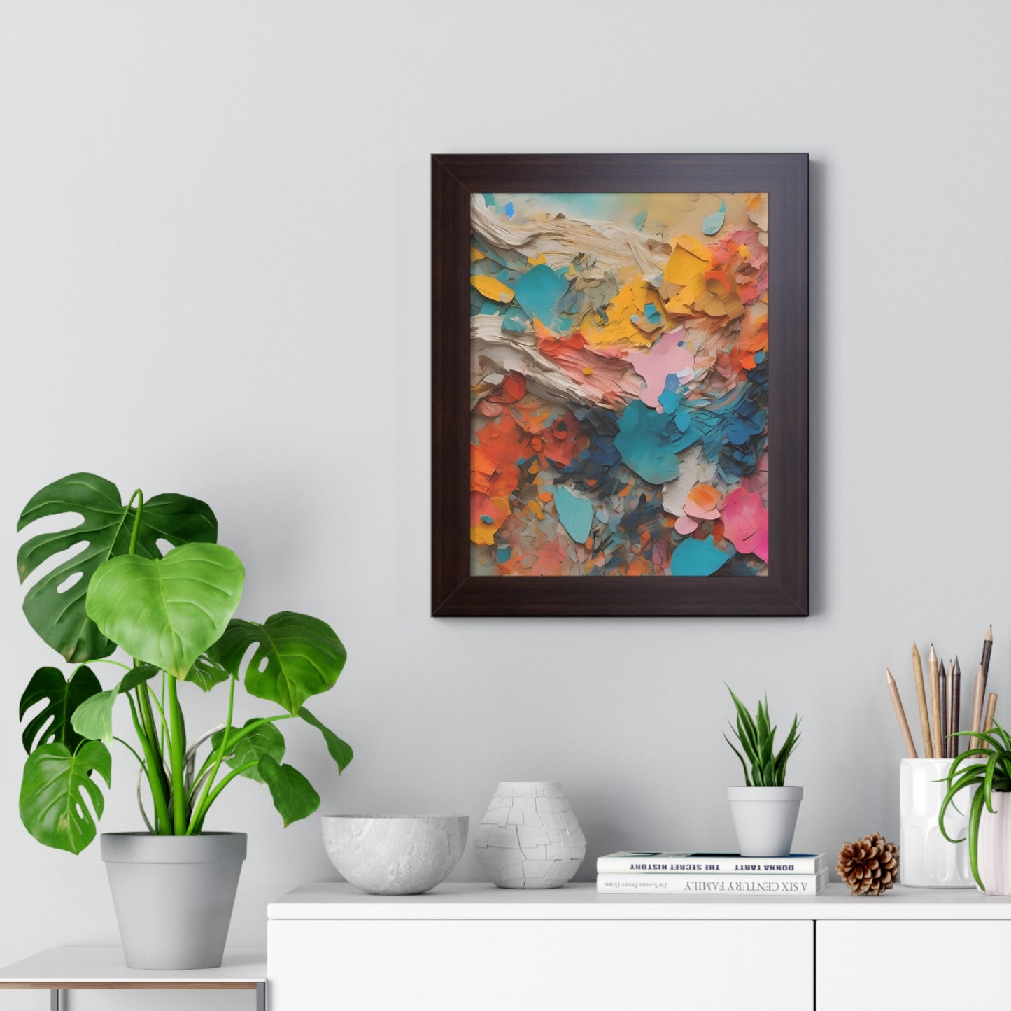 Paper Pastel Flowers 2 Framed Vertical Poster