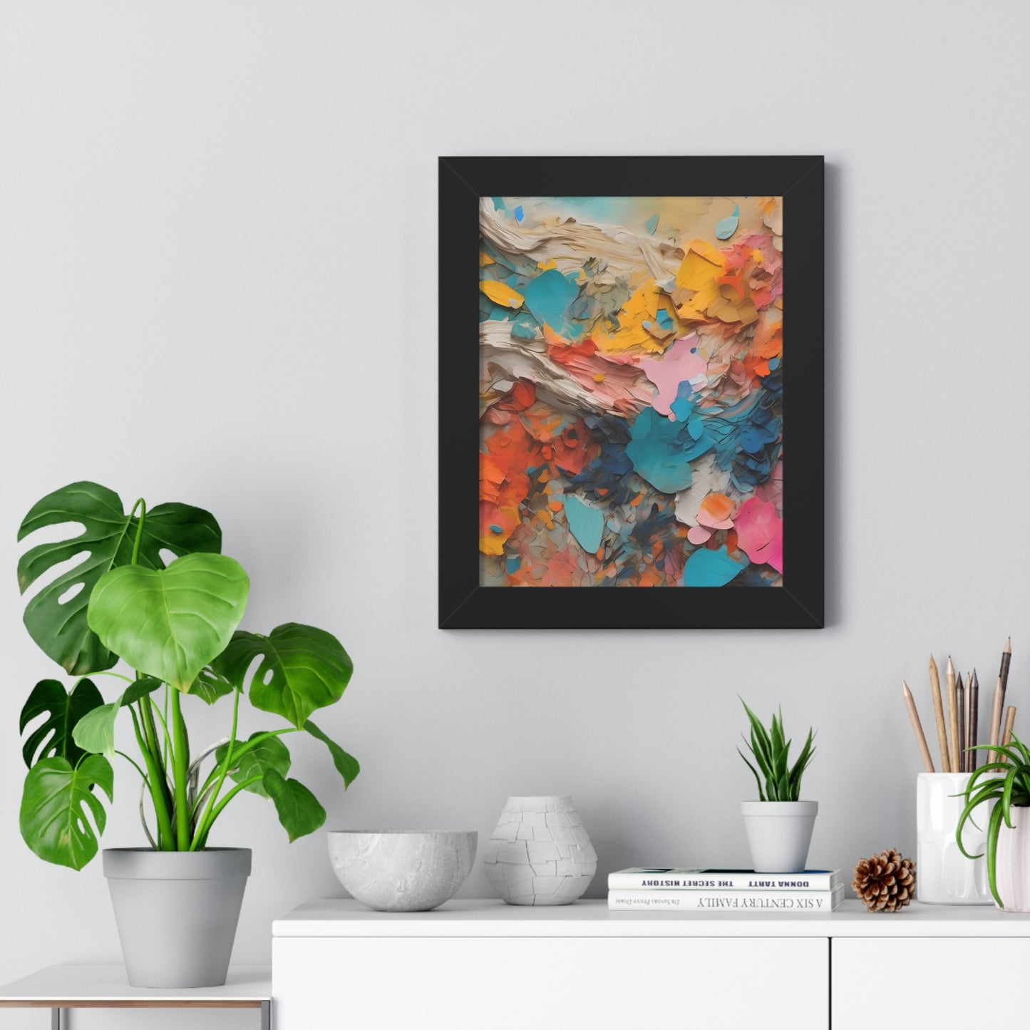 Paper Pastel Flowers 2 Framed Vertical Poster