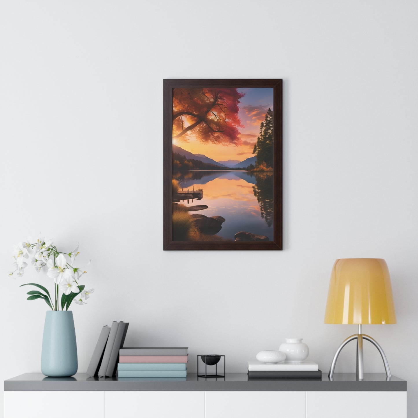 Lake Veiws Framed Vertical Poster