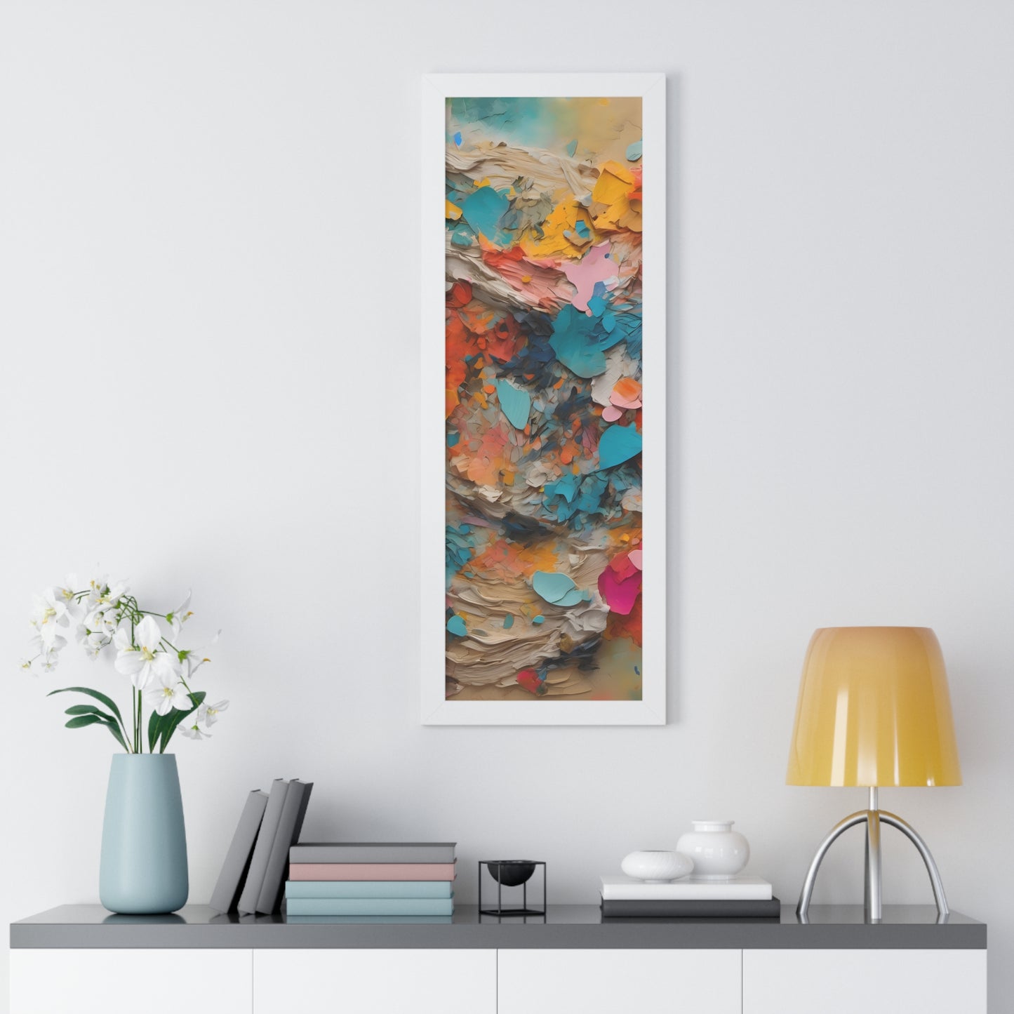 Paper Pastel Flowers 2 Framed Vertical Poster