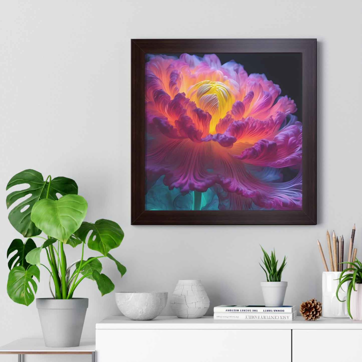 Smokey Peony Framed Vertical Poster