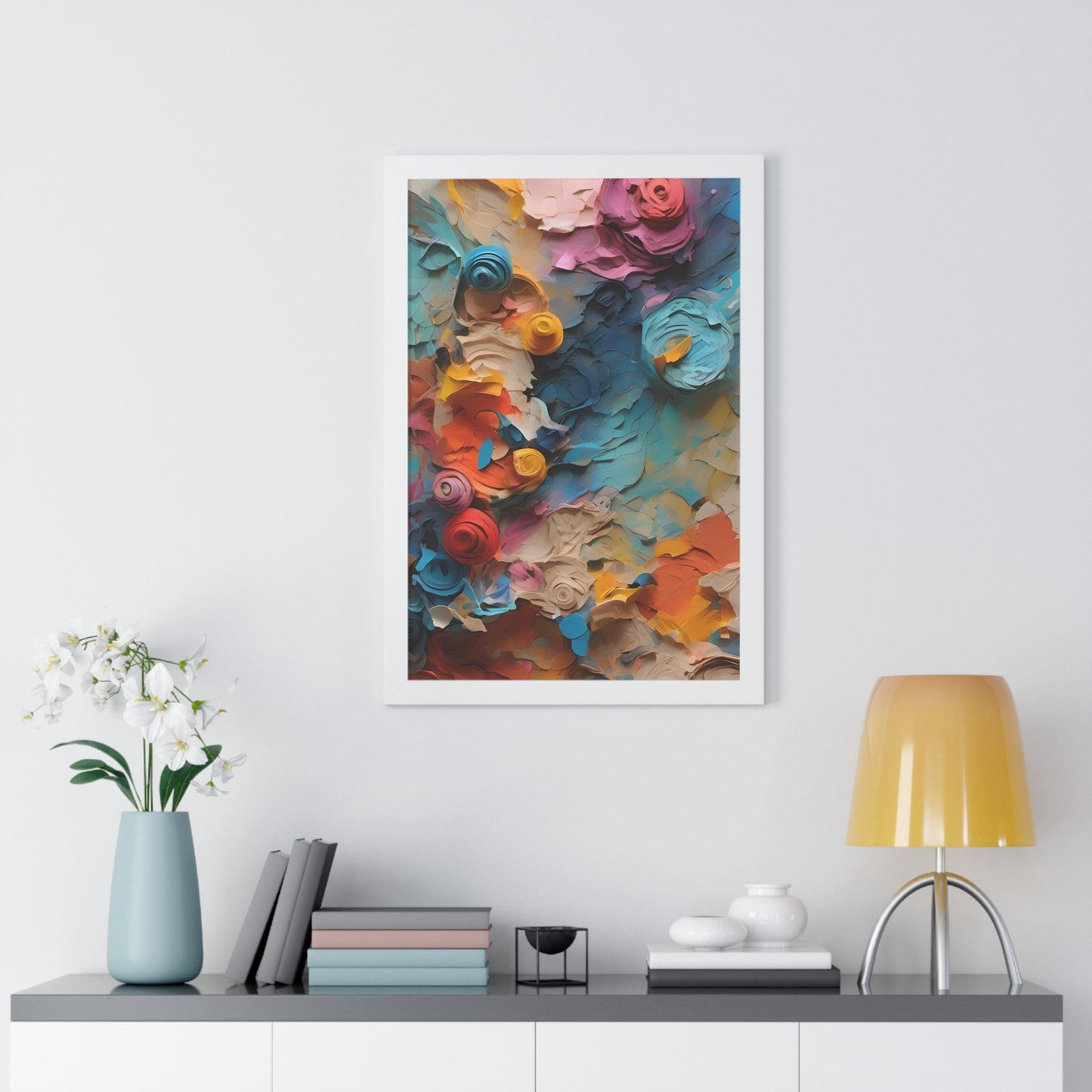 Paper flower pastel 1 Framed Vertical Poster