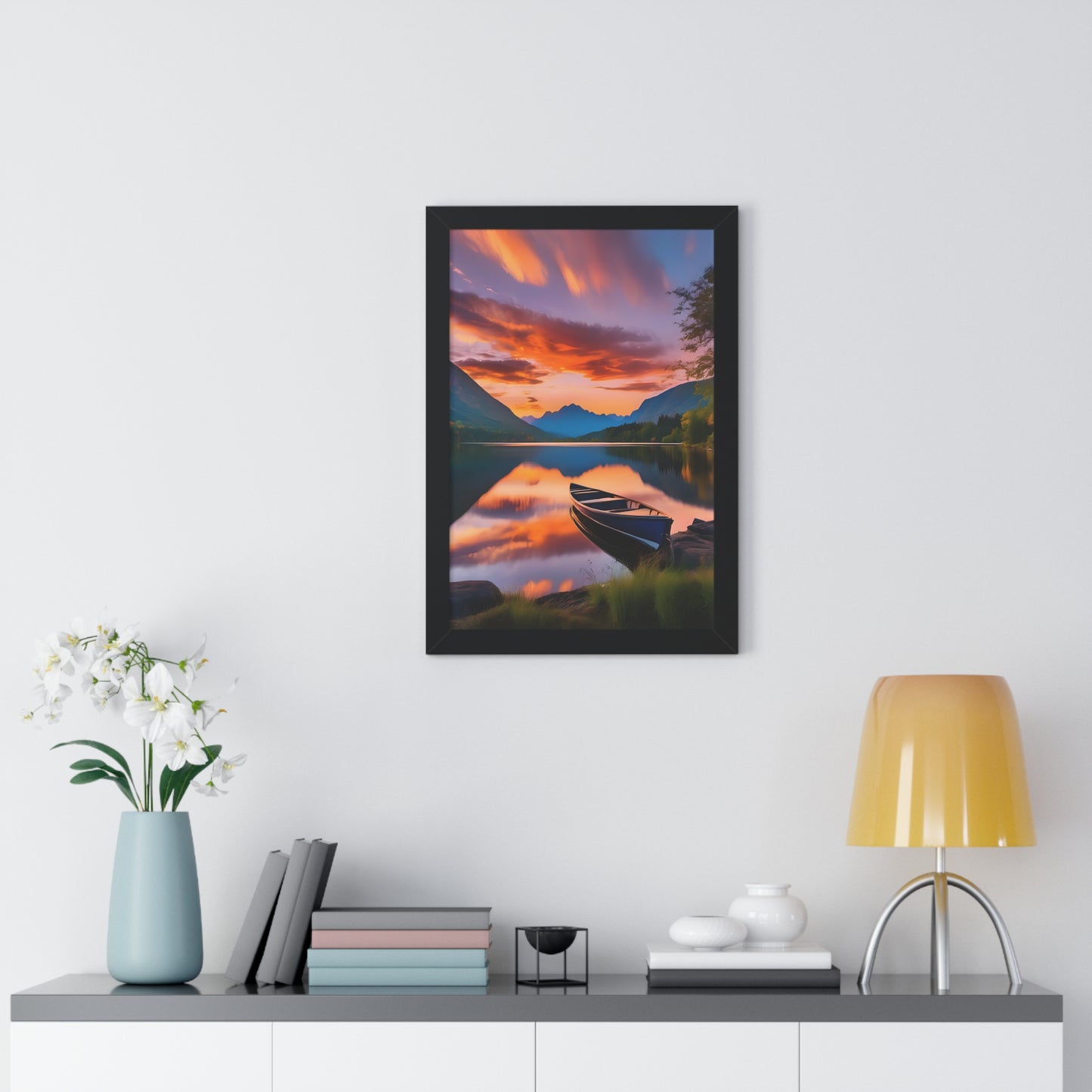 Canoe with a Veiw Framed Vertical Poster