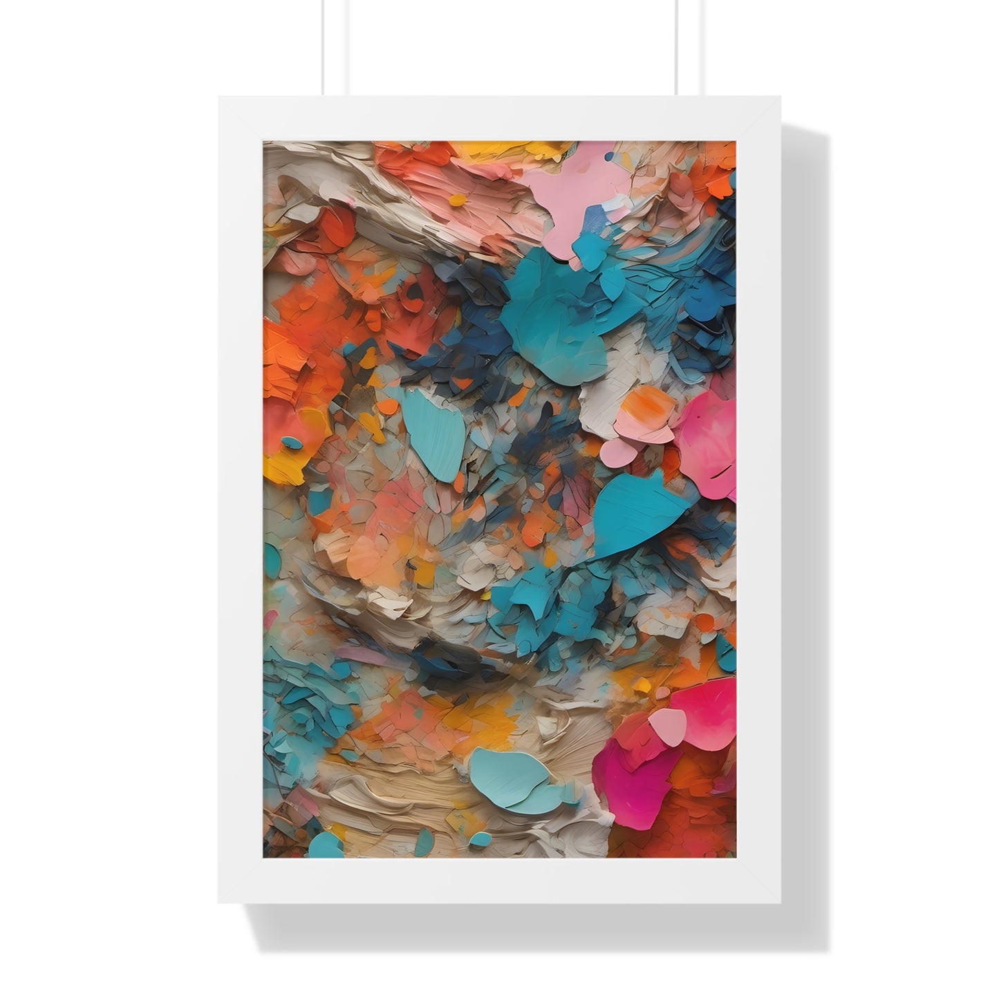 Paper Pastel Flowers 2 Framed Vertical Poster