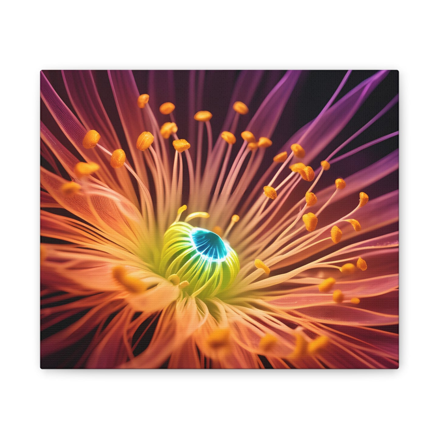 Orange Neon Fiber Optic flower 2.0 Canvas Stretched, 0.75"