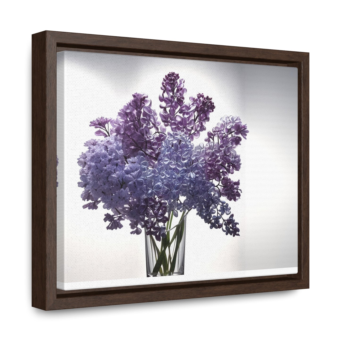 Vase of glass lilacs framed Canvas Gallery Wraps