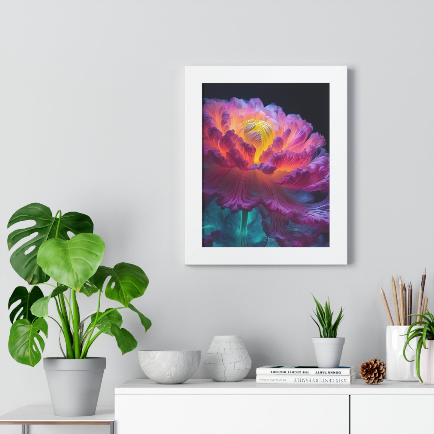 Smokey Peony Framed Vertical Poster