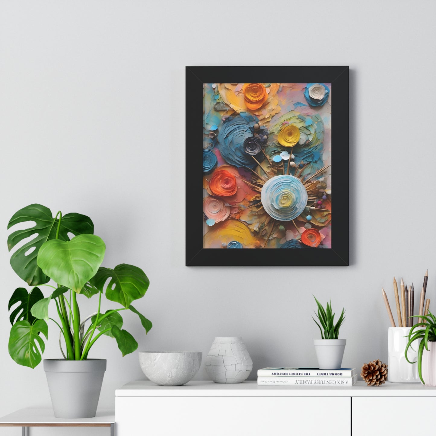 Paper flowers 4 Framed Vertical Poster