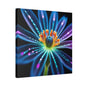 Blue Neon Fiber Optic flower Canvas Stretched, 0.75"