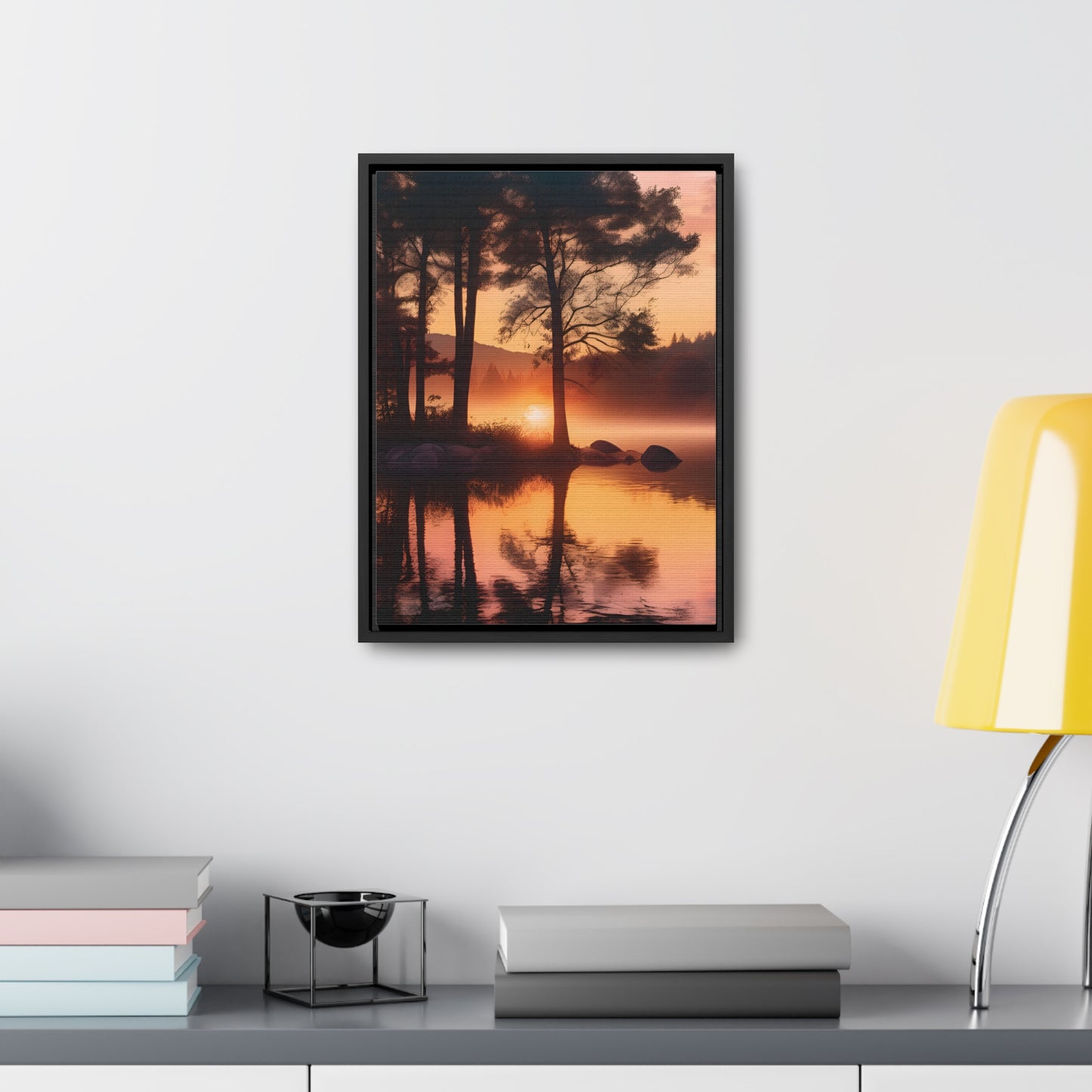 Lake sunset Gallery Canvas Wraps, Vertical Frame