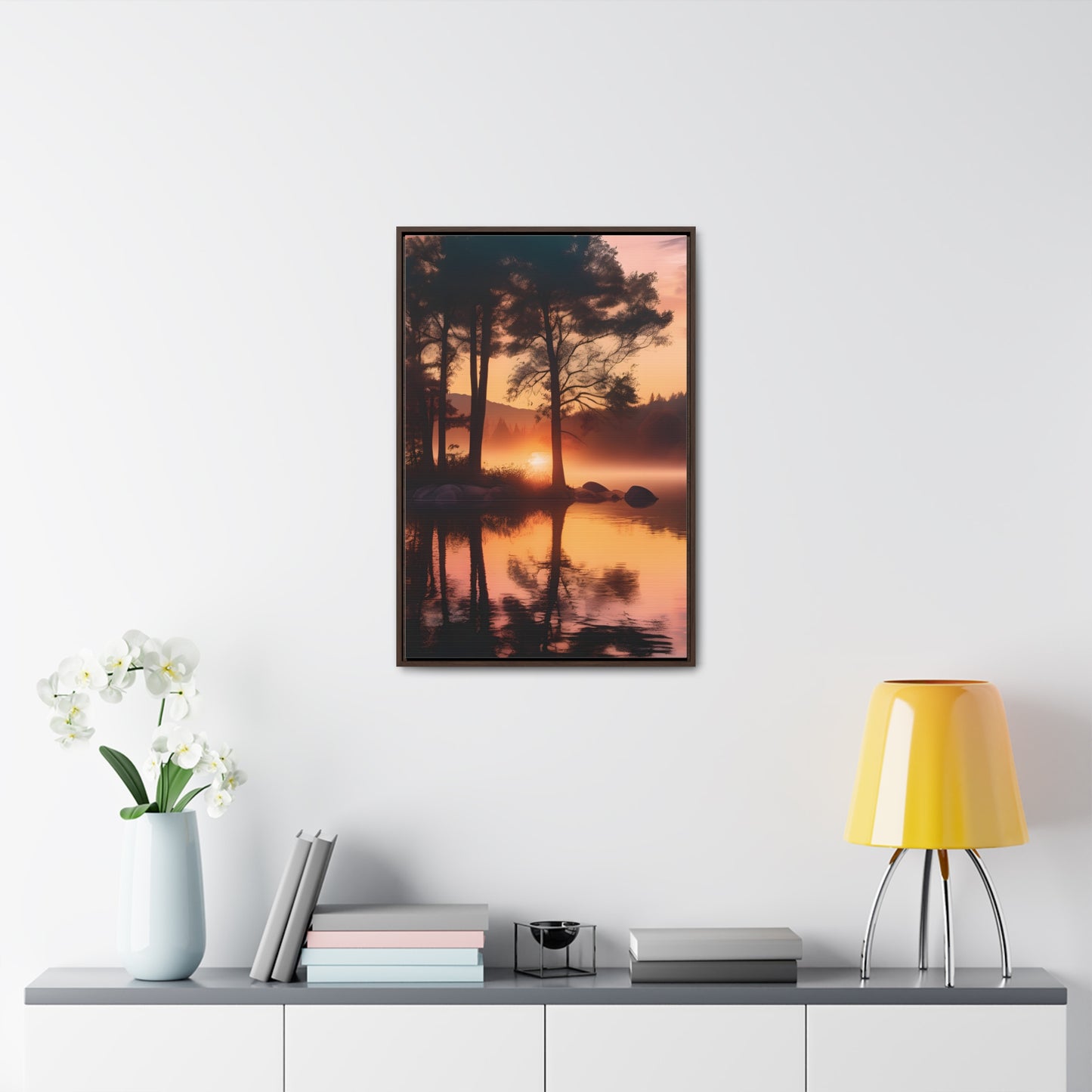 Lake sunset Gallery Canvas Wraps, Vertical Frame