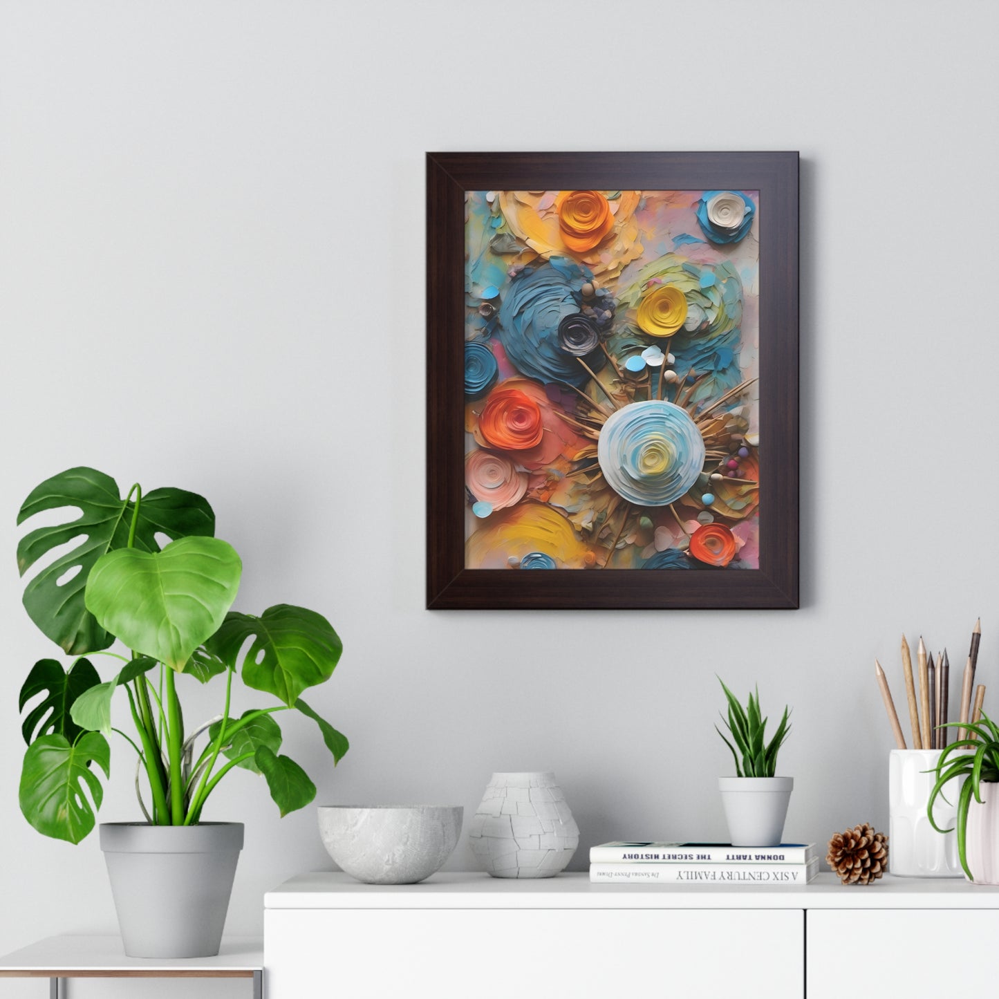 Paper flowers 4 Framed Vertical Poster