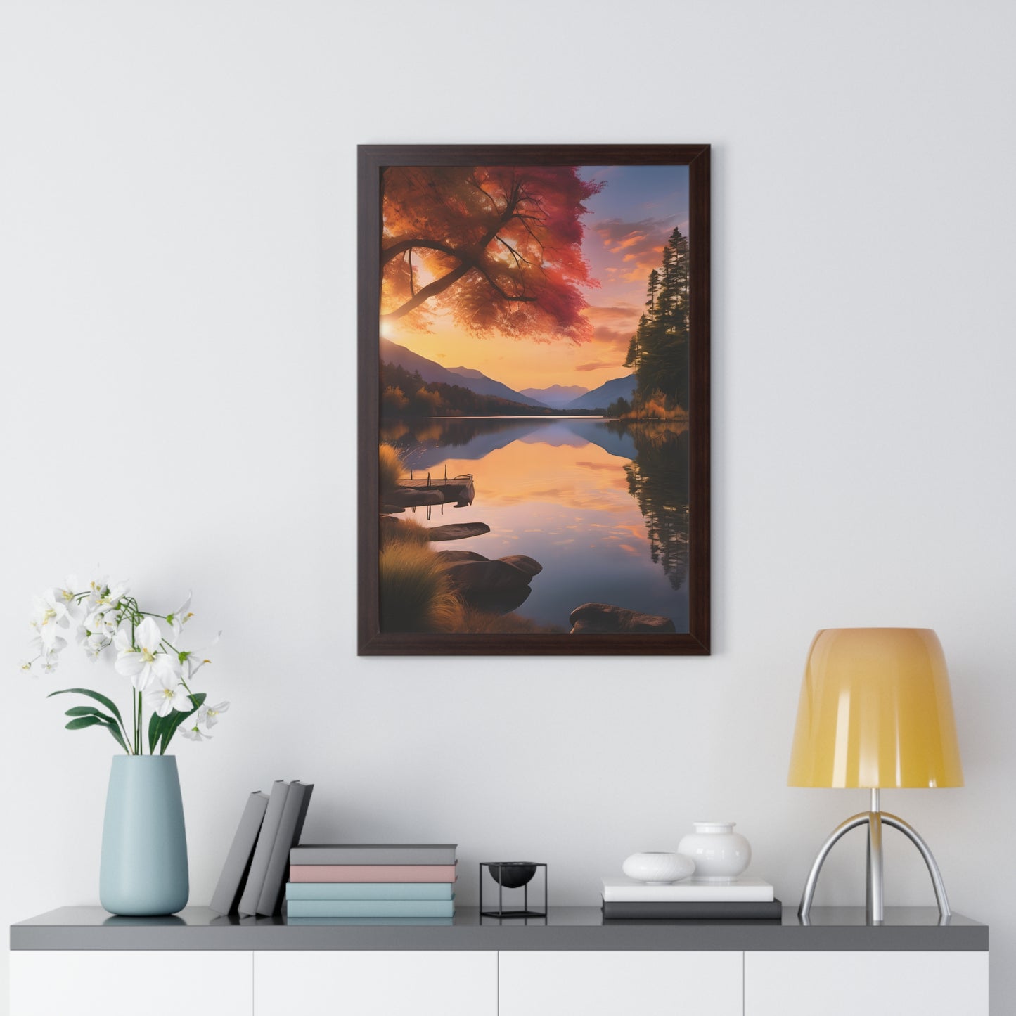 Lake Veiws Framed Vertical Poster