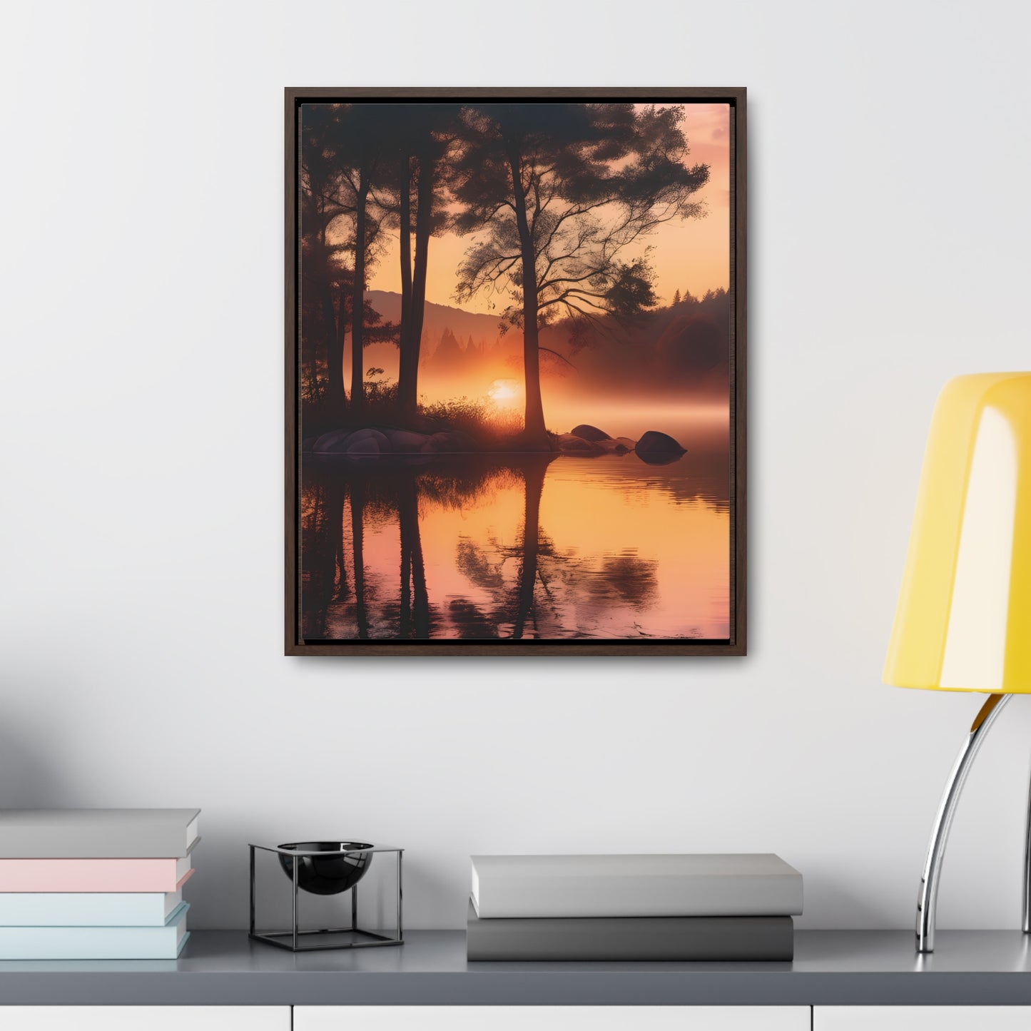 Lake sunset Gallery Canvas Wraps, Vertical Frame