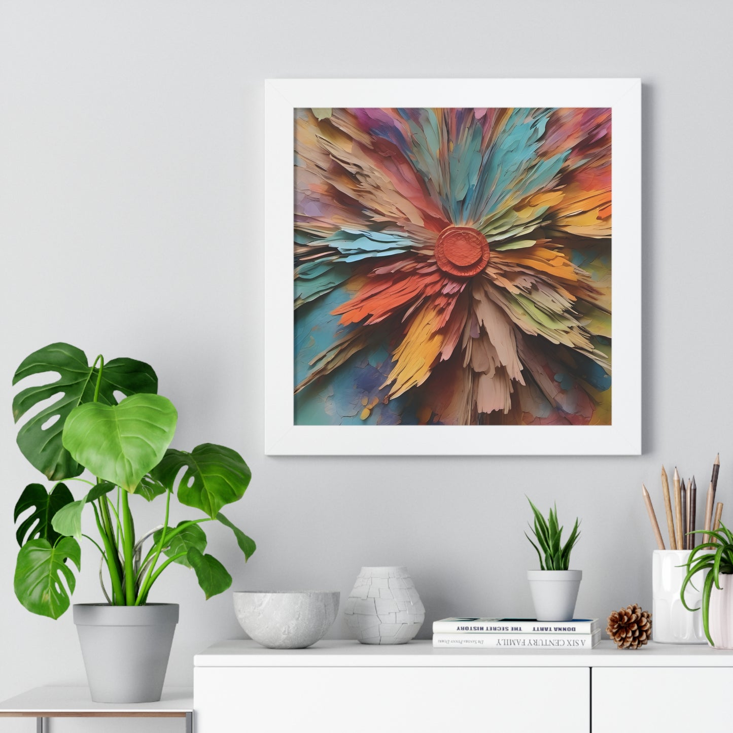 Paper flowers pastel 5 Framed Vertical Poster