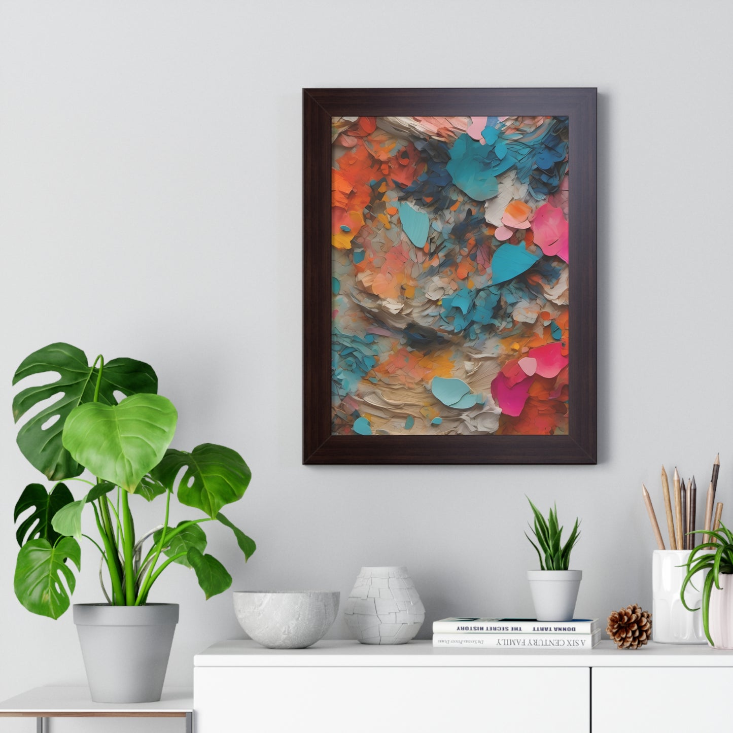 Paper Pastel Flowers 2 Framed Vertical Poster