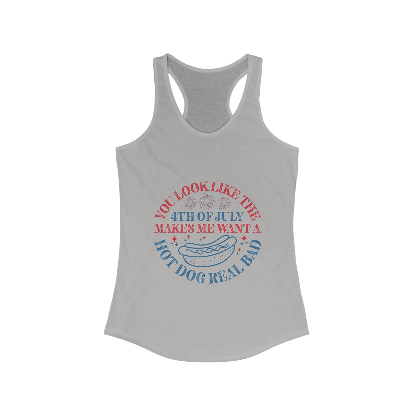 Makes be want a want a hotdog Women's Ideal Racerback Tank