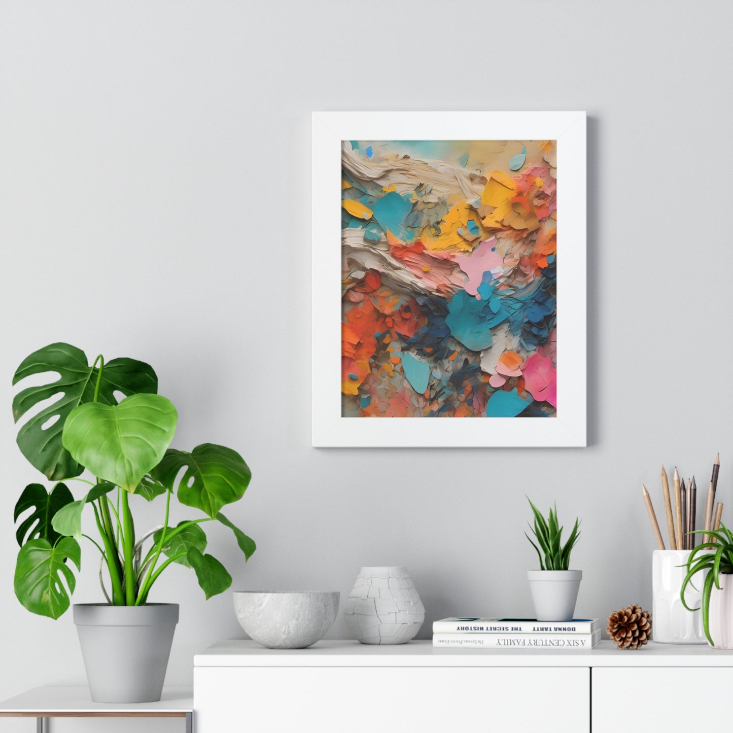 Paper Pastel Flowers 2 Framed Vertical Poster