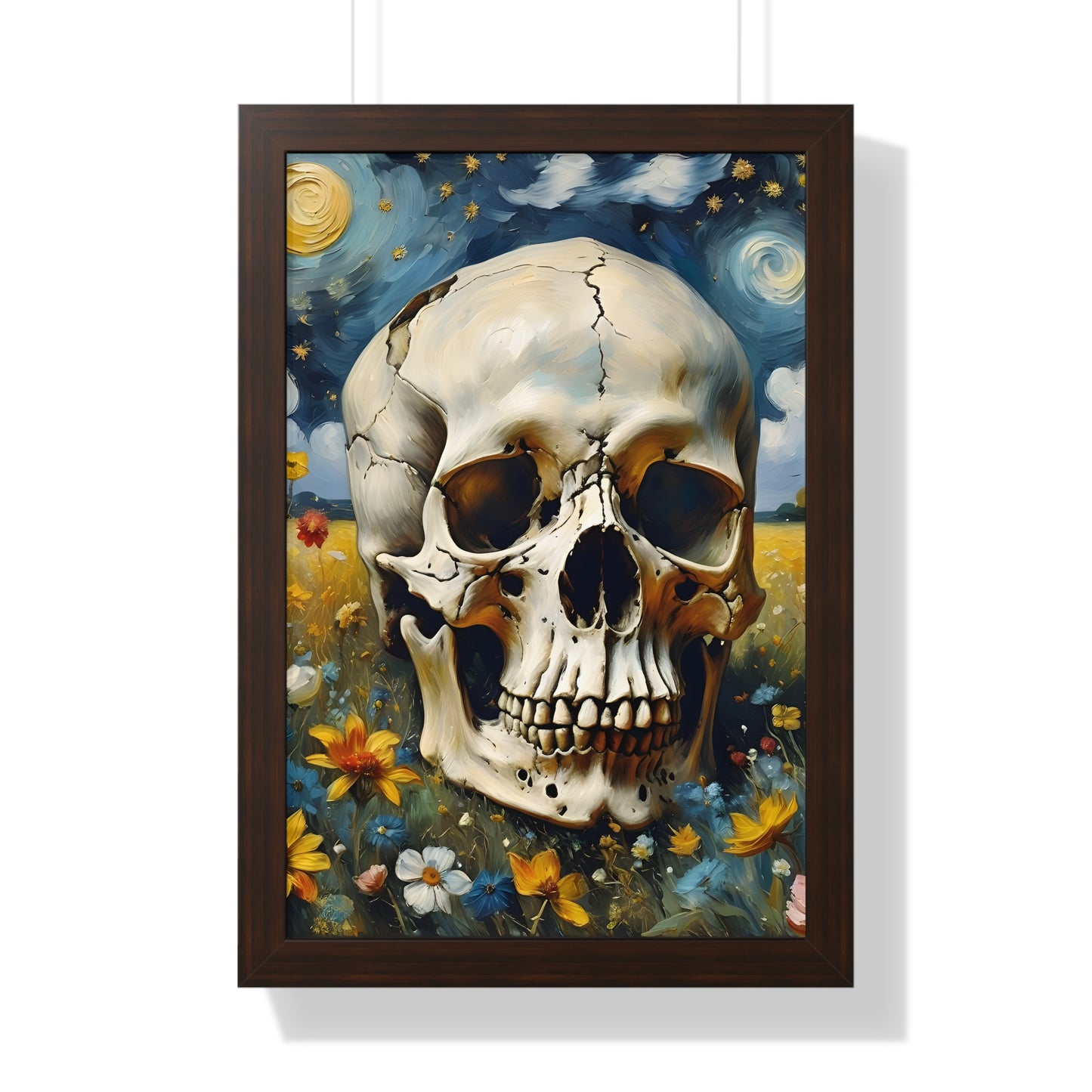 Starry night skull Framed Vertical Poster