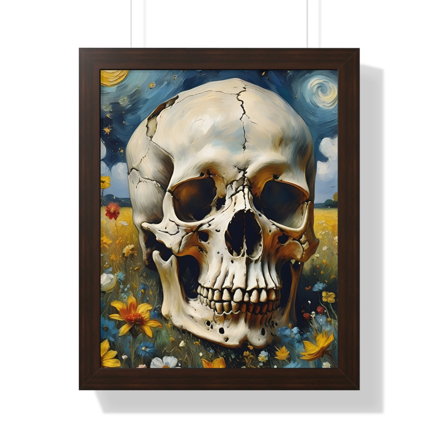 Starry night skull Framed Vertical Poster