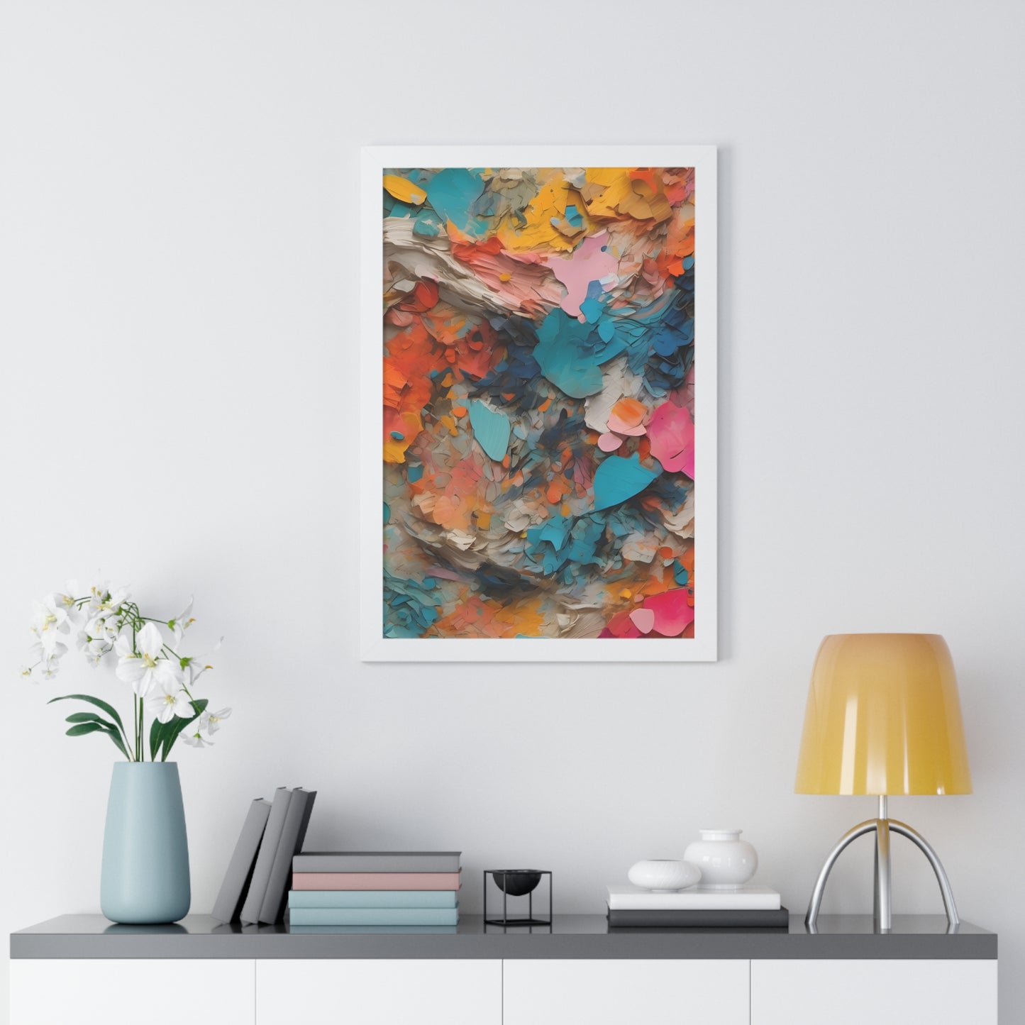 Paper Pastel Flowers 2 Framed Vertical Poster