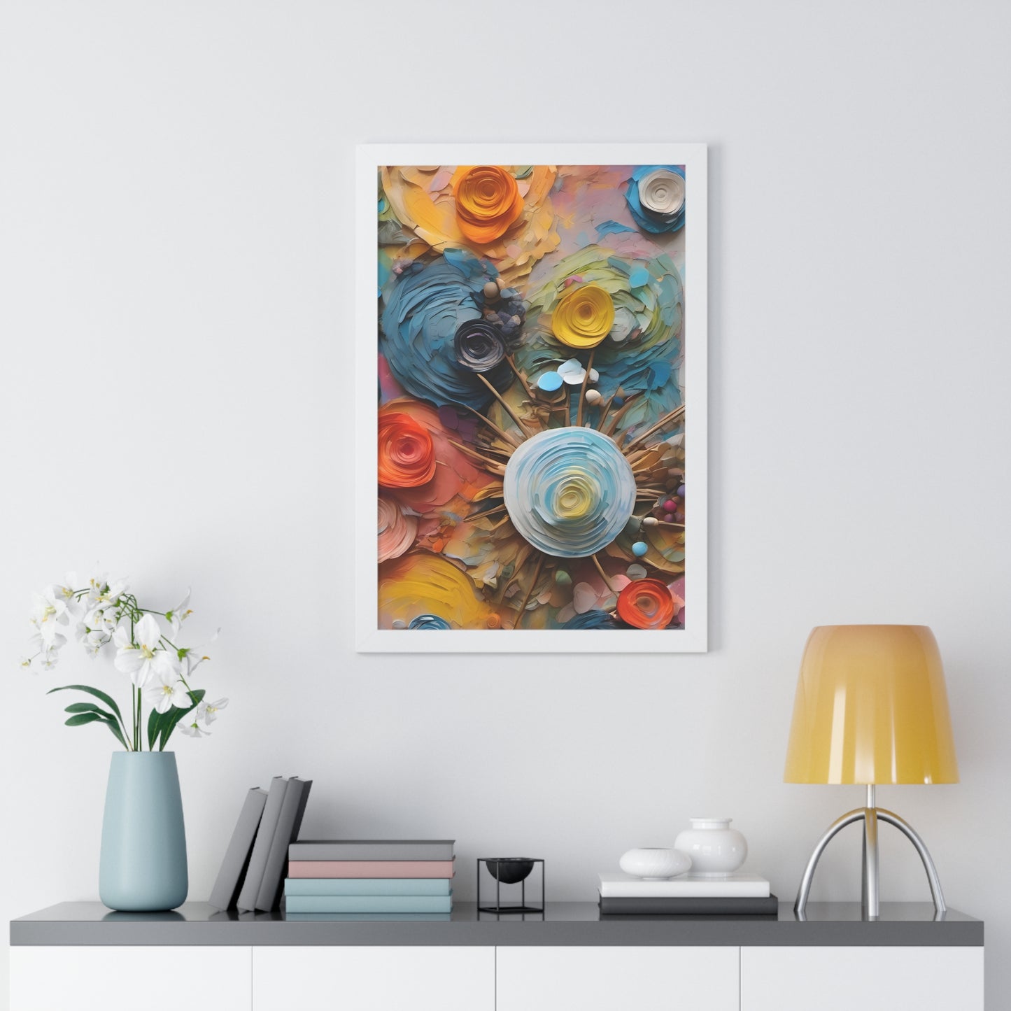 Paper flowers 4 Framed Vertical Poster