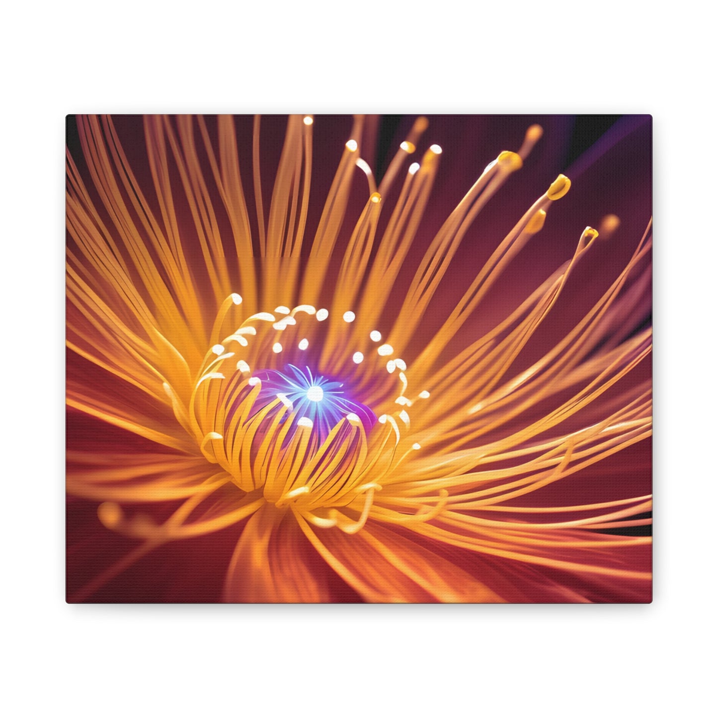 Orange Neon Fiber Optic flower Canvas Stretched, 0.75"