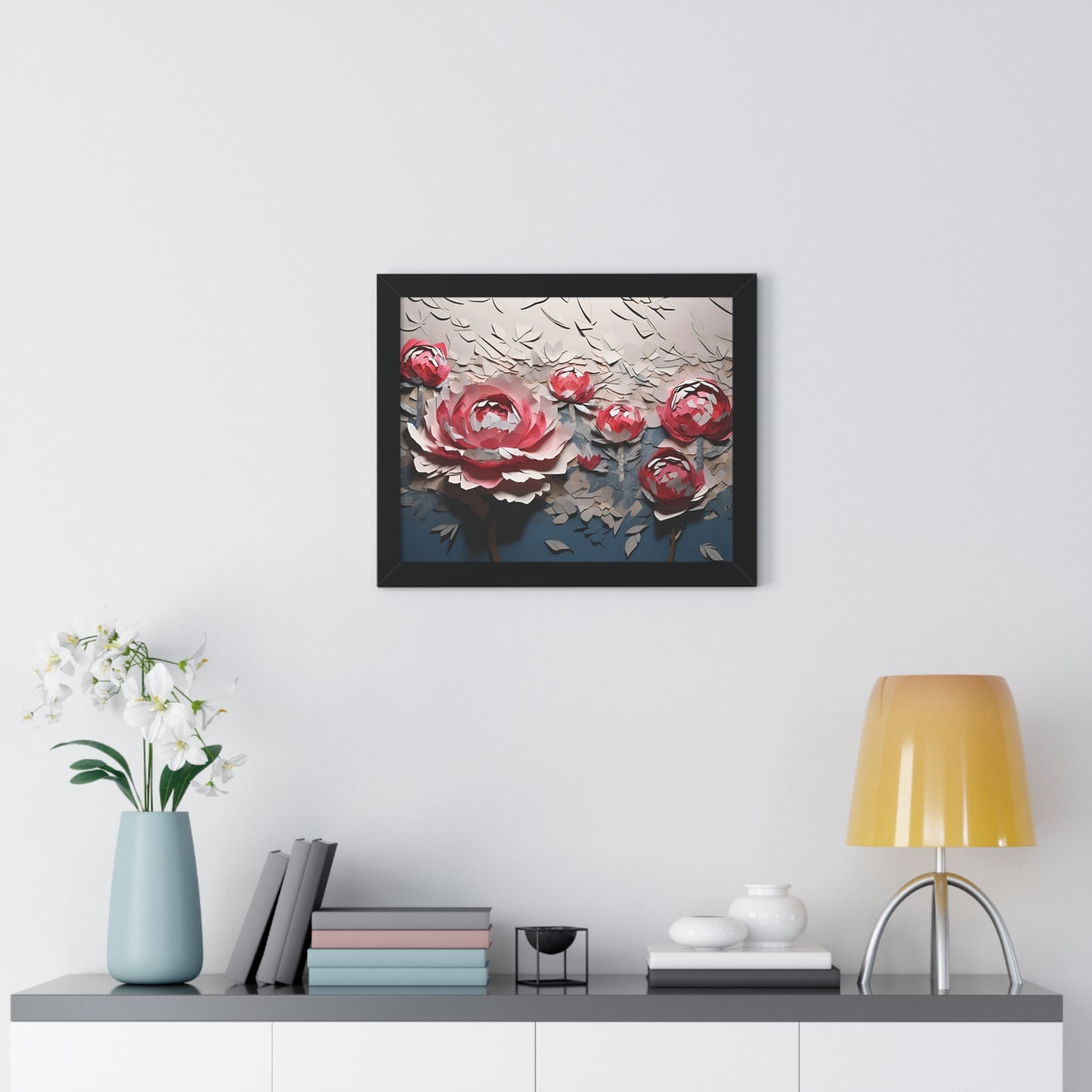 Paper peony framed poster