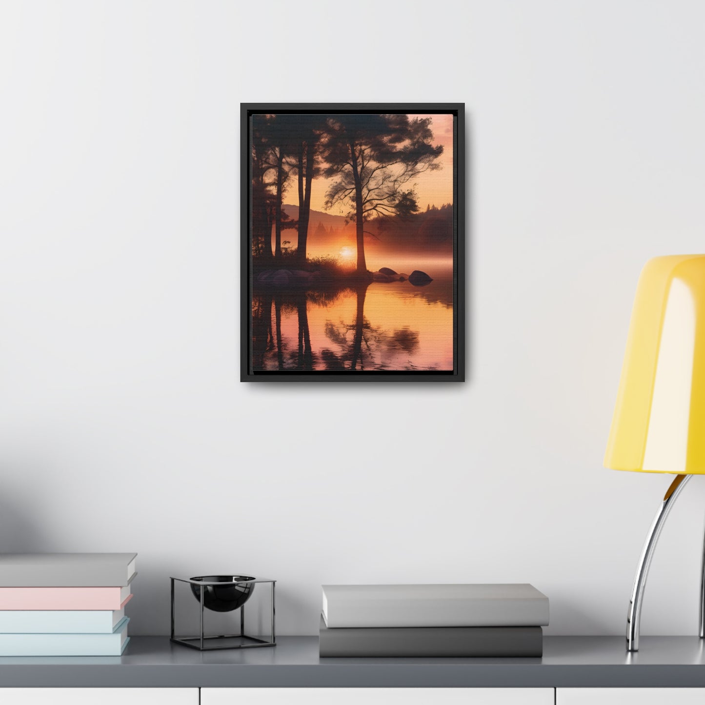 Lake sunset Gallery Canvas Wraps, Vertical Frame