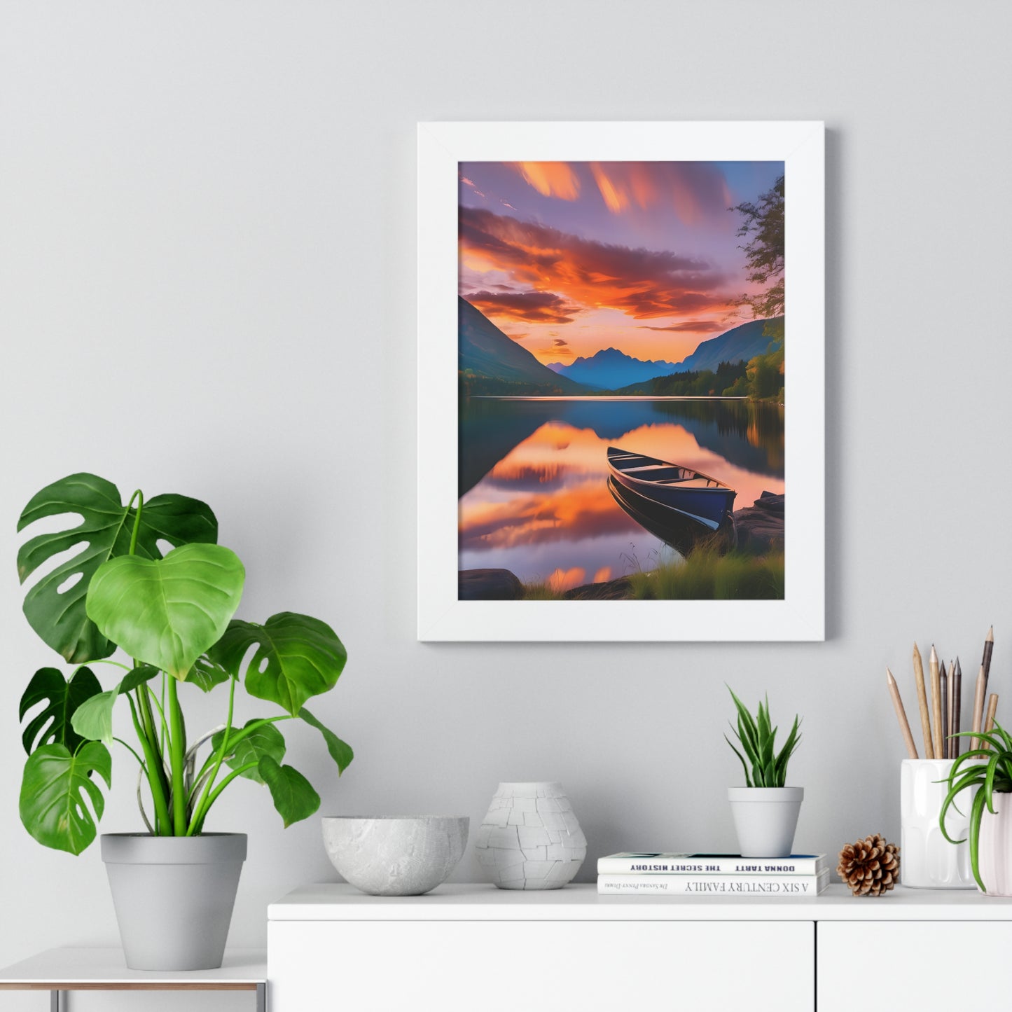 Canoe with a Veiw Framed Vertical Poster