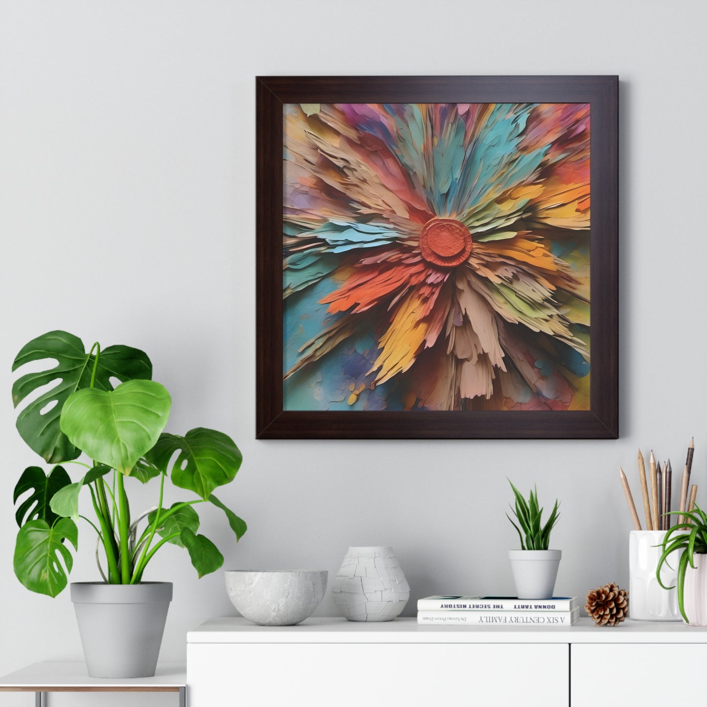 Paper flowers pastel 5 Framed Vertical Poster